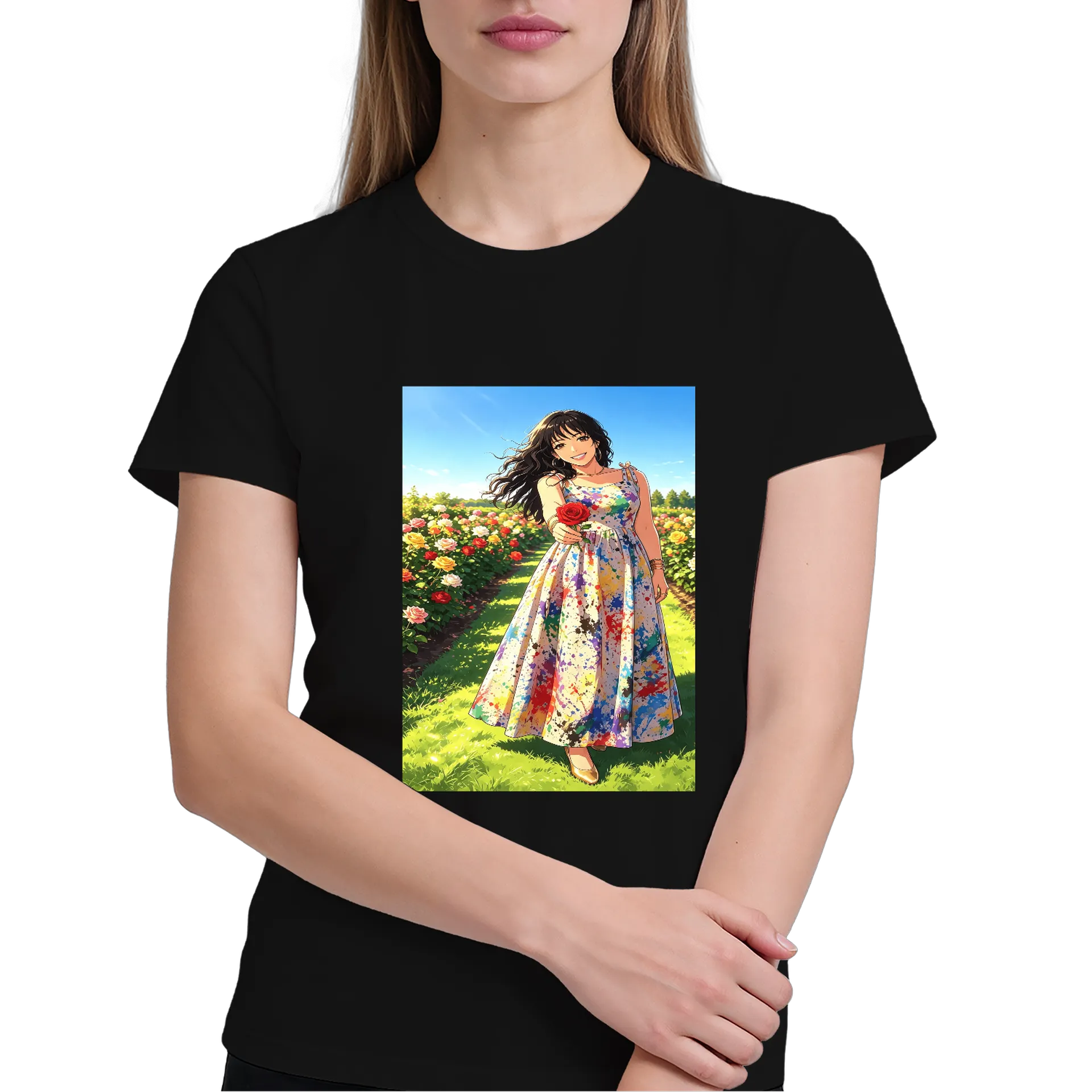 Camiseta Estampa Mulher Flores Coloridas 100% Algodão - Imagem 4