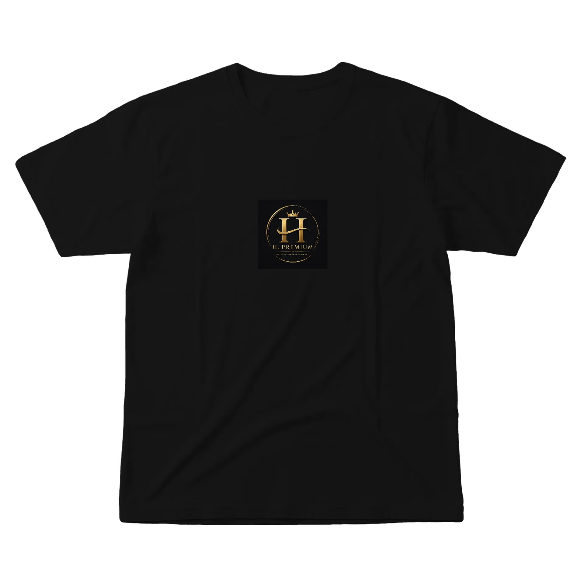 Camiseta Logo Tipográfico H. Premium Dourado e Preto 100% de Vinícius  — imagem 1 de 6