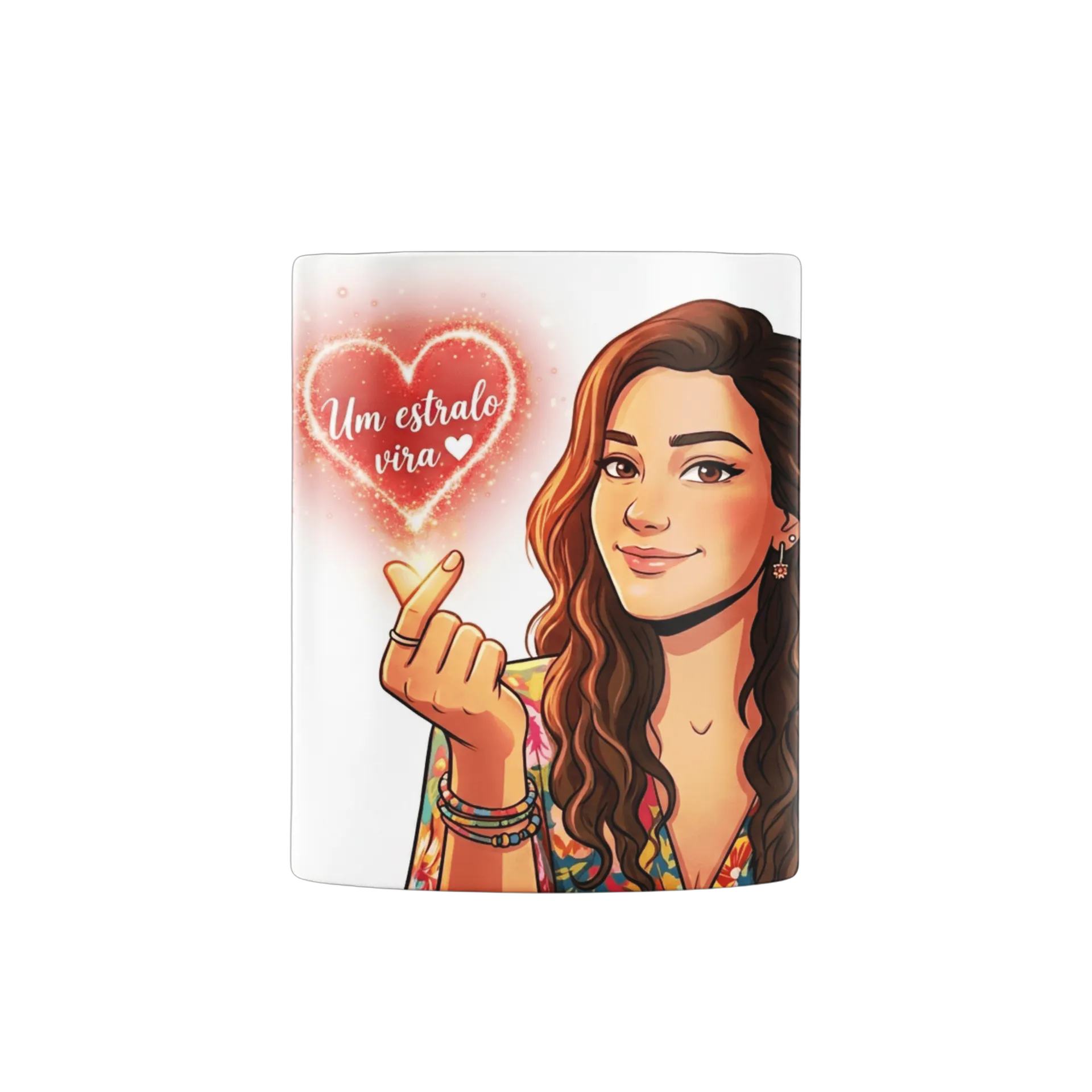 Caneca Mulher Ilustrada Coração Um Estralo Vira 325ml - Imagem 1