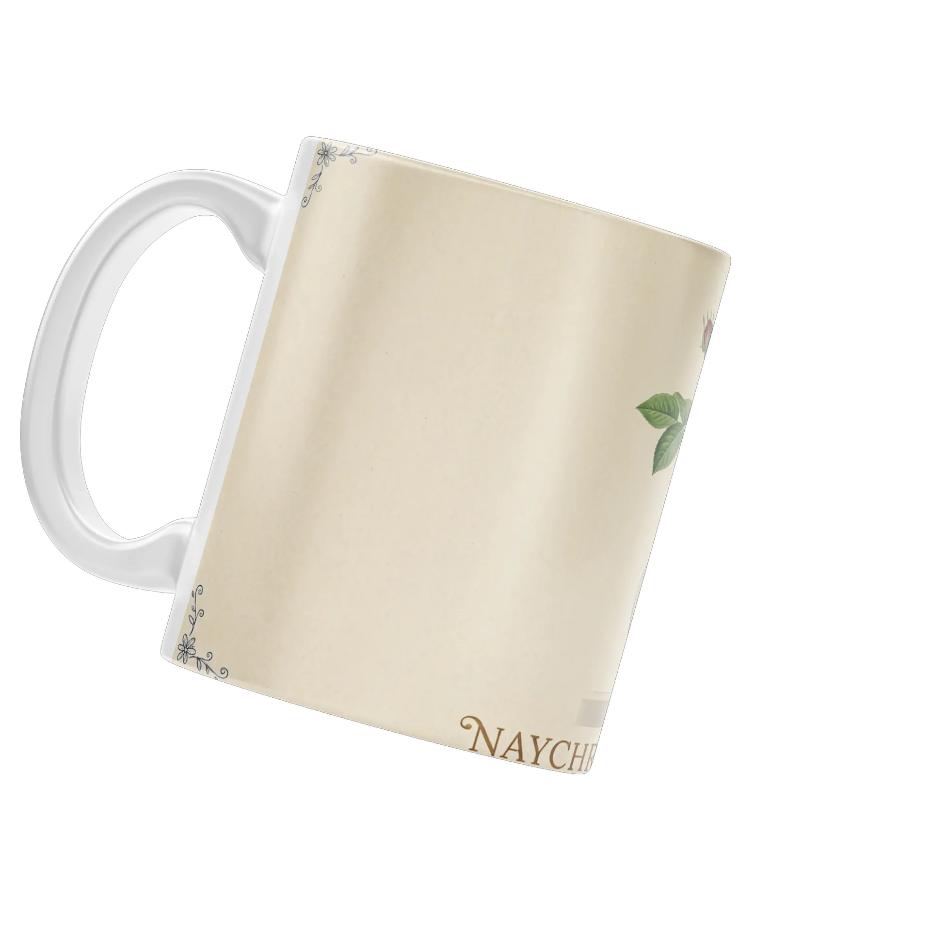 Caneca Rosa Vermelha em Vaso Ilustração Botânica 325ml - Imagem 3