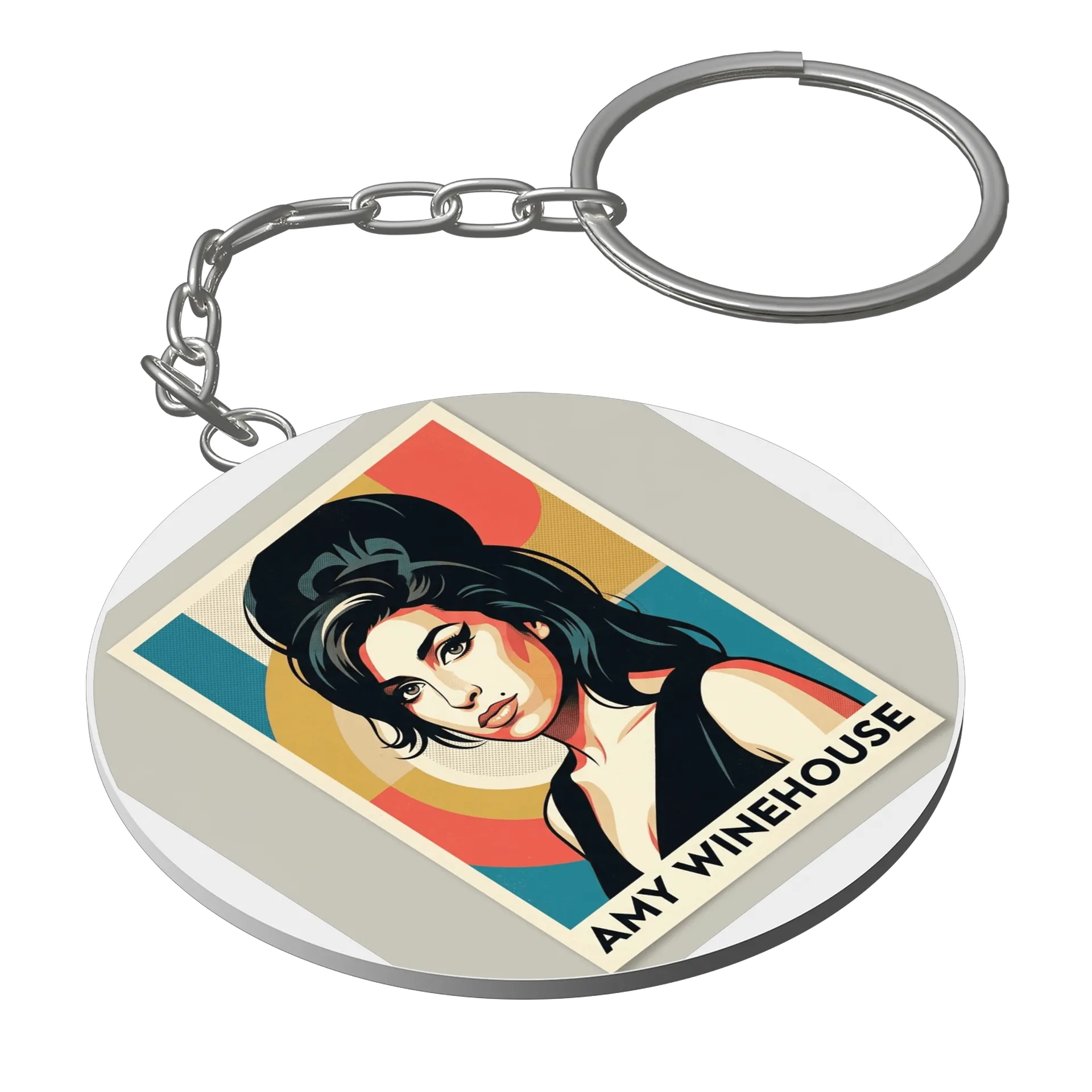 Chaveiro MDF Amy Winehouse Retrato Pop Art Colorido de Caneca Store — imagem 1 de 3