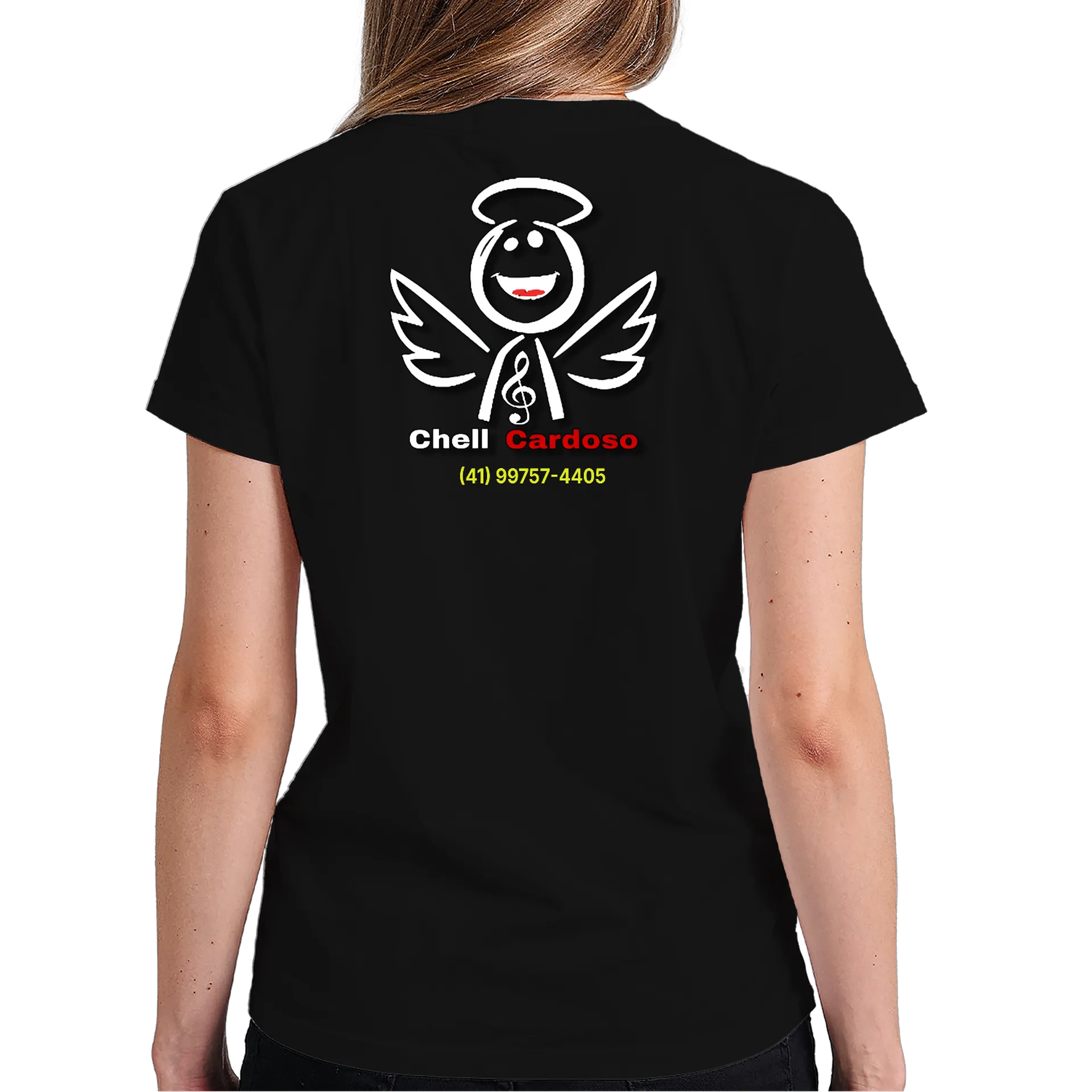Camiseta Chell Cardoso 100% Algodão Preto - Imagem 5