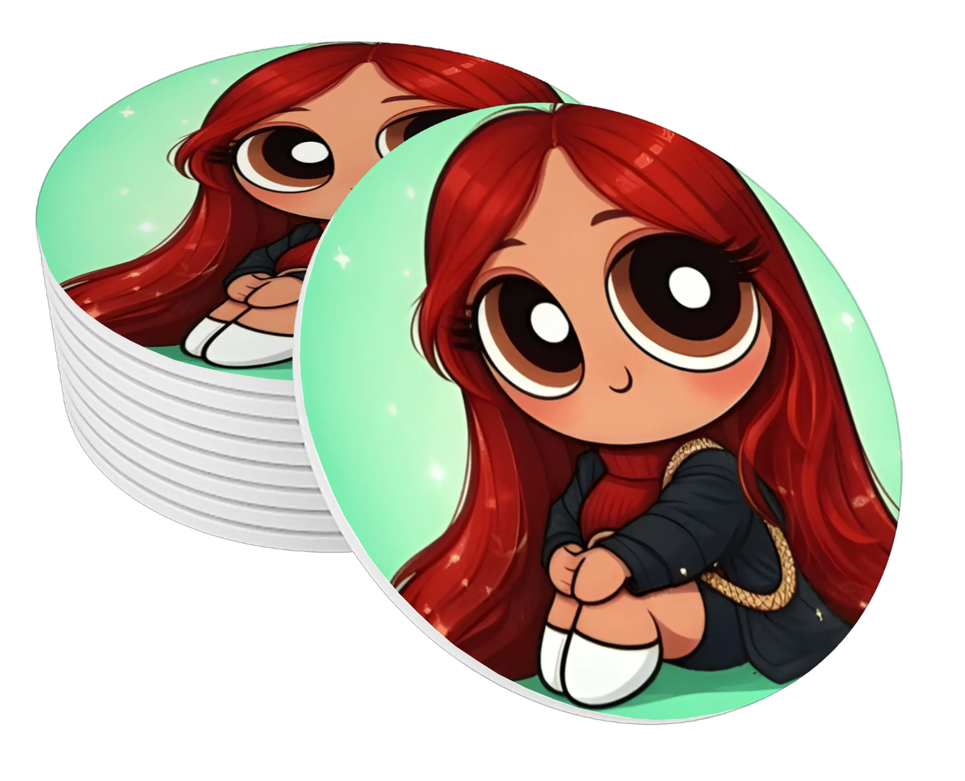 Porta-copo Menina Chibi Cabelo Vermelho MDF de Garagem ruiva — imagem 1 de 3