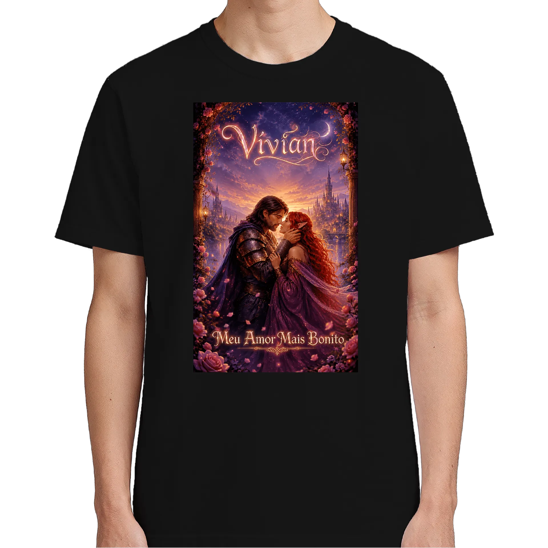 Camiseta Gato Astronauta Preto 100% Algodão de Vívian Vigds — imagem 4 de 6