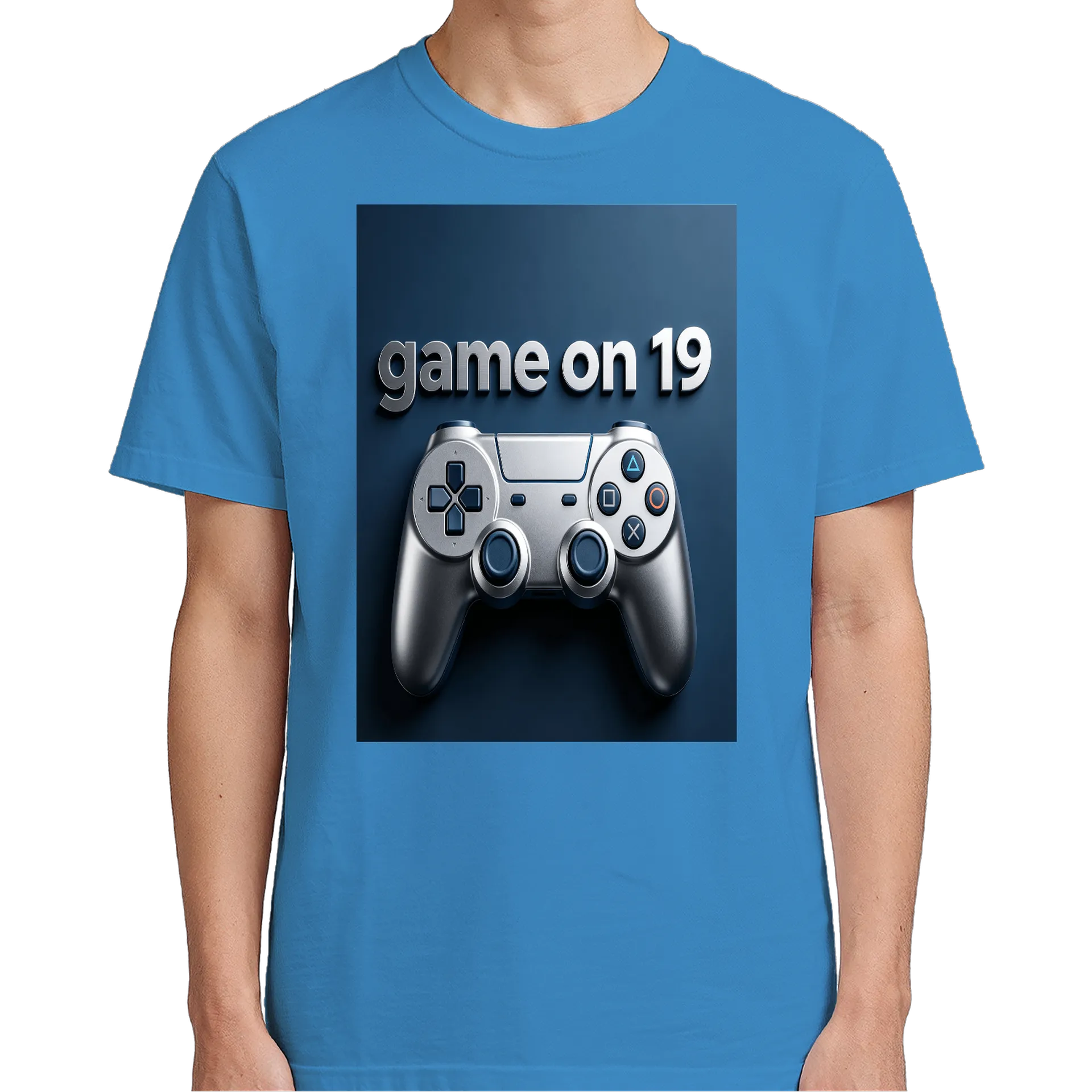 Camiseta Game On 19 Unissex 100% Algodão Azul - Imagem 5