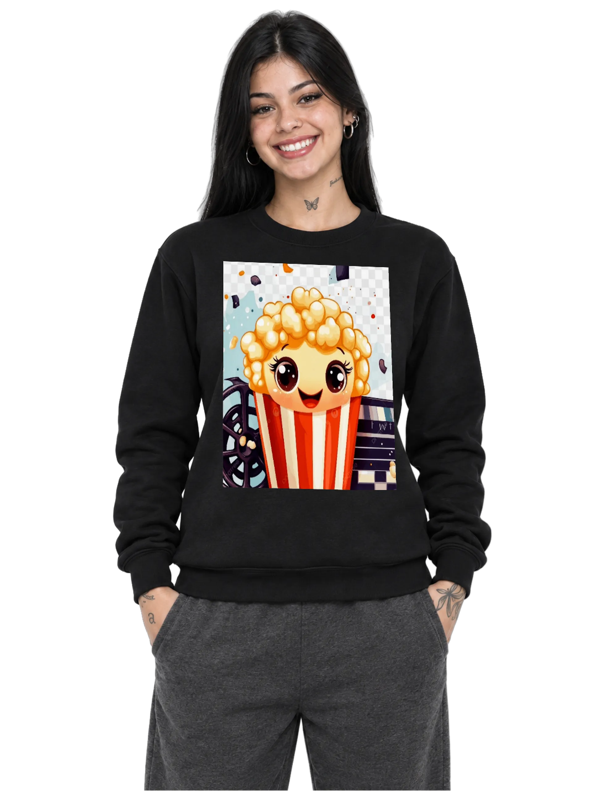 Suéter Moletom Pipoca Cartoon Colorida Cinema ગુજરાતી - Imagem 1