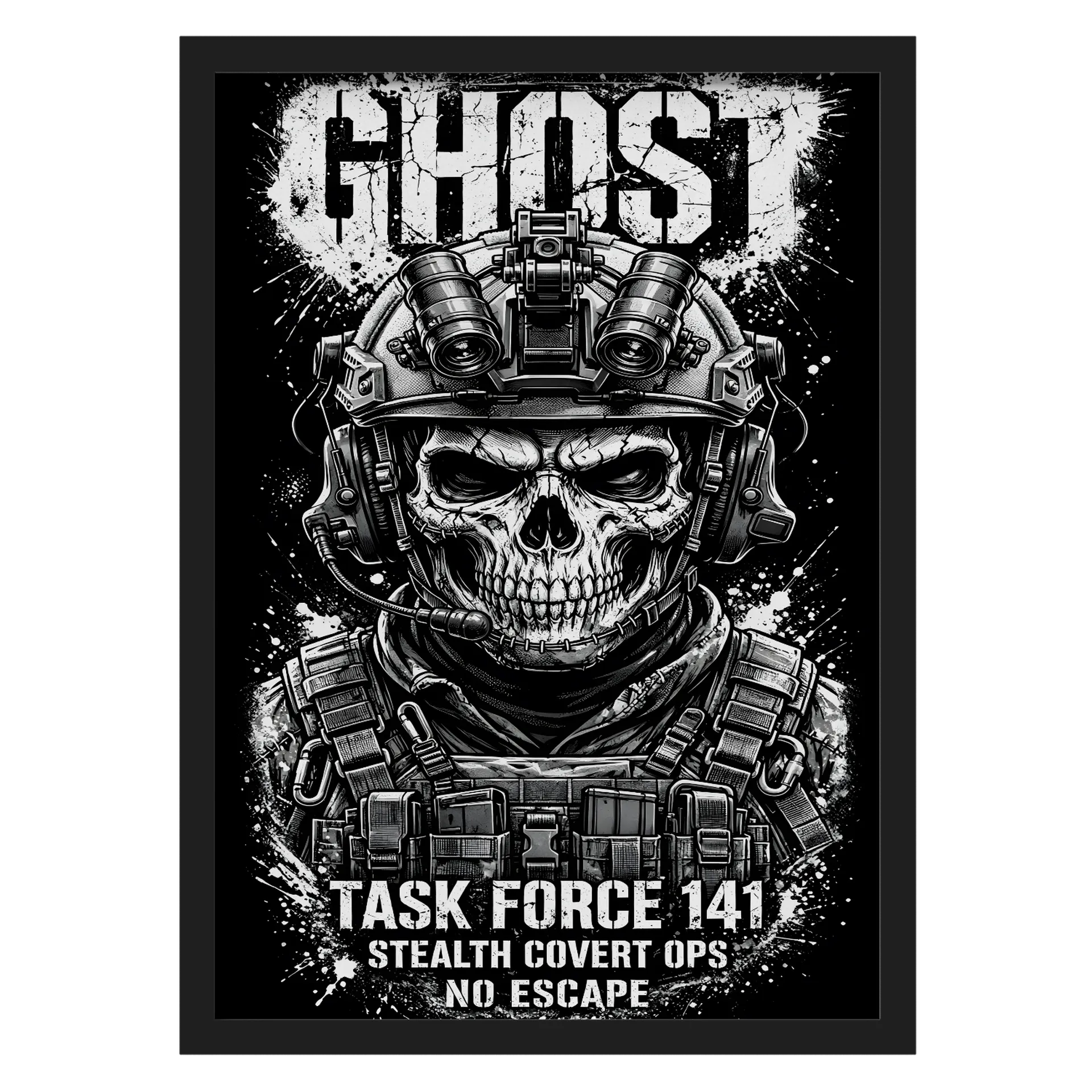 Quadro Caveira Tática Estampa Militar Monocromática A3 de gabriel — imagem 1 de 3