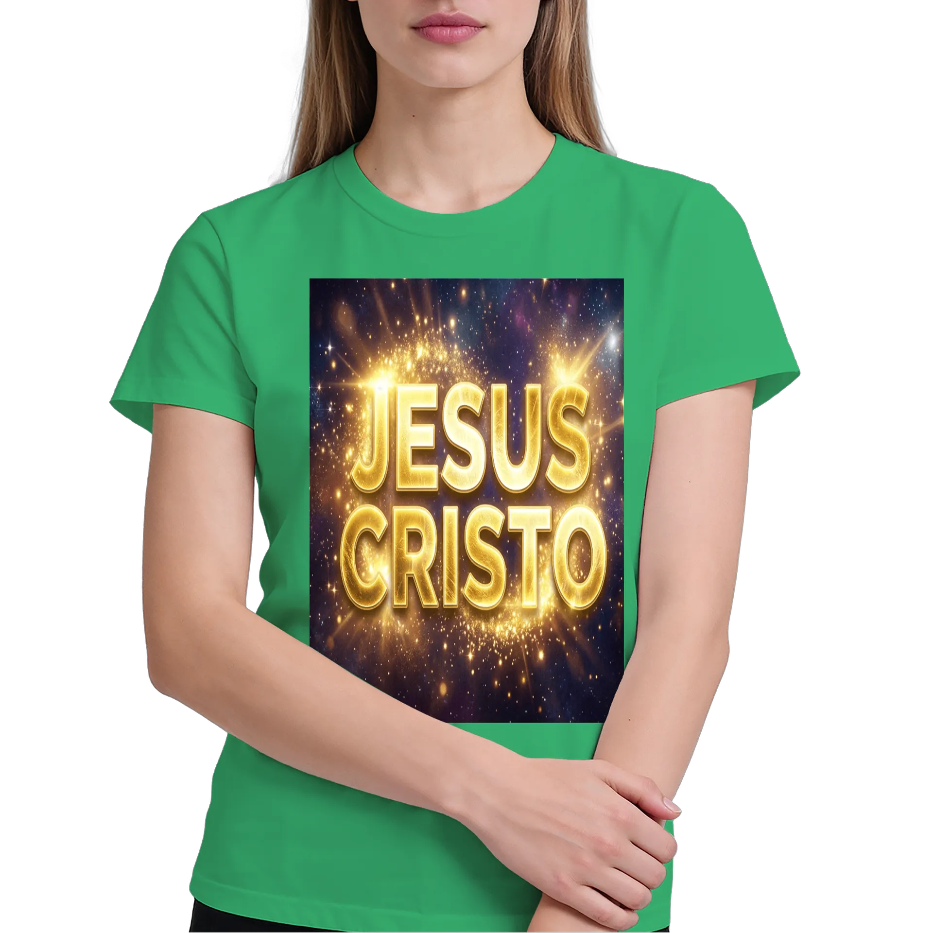 Camiseta Tipográfica Jesus Cristo Dourado 100% Algodão - Imagem 3