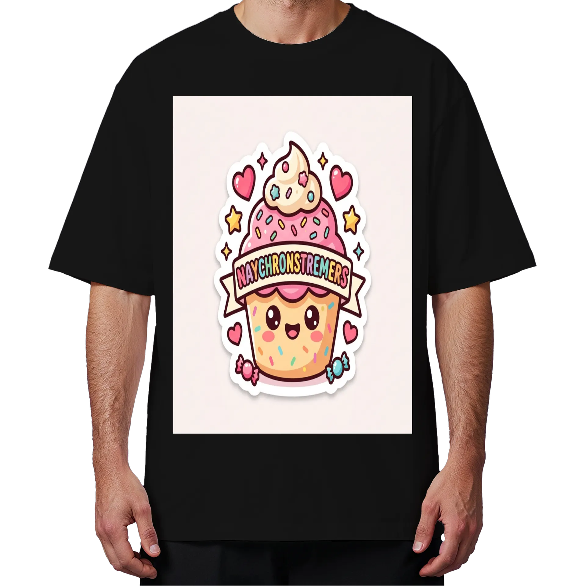 Camiseta Oversized Cupcake Cartoon 'Naychronstreamers' - Imagem 4