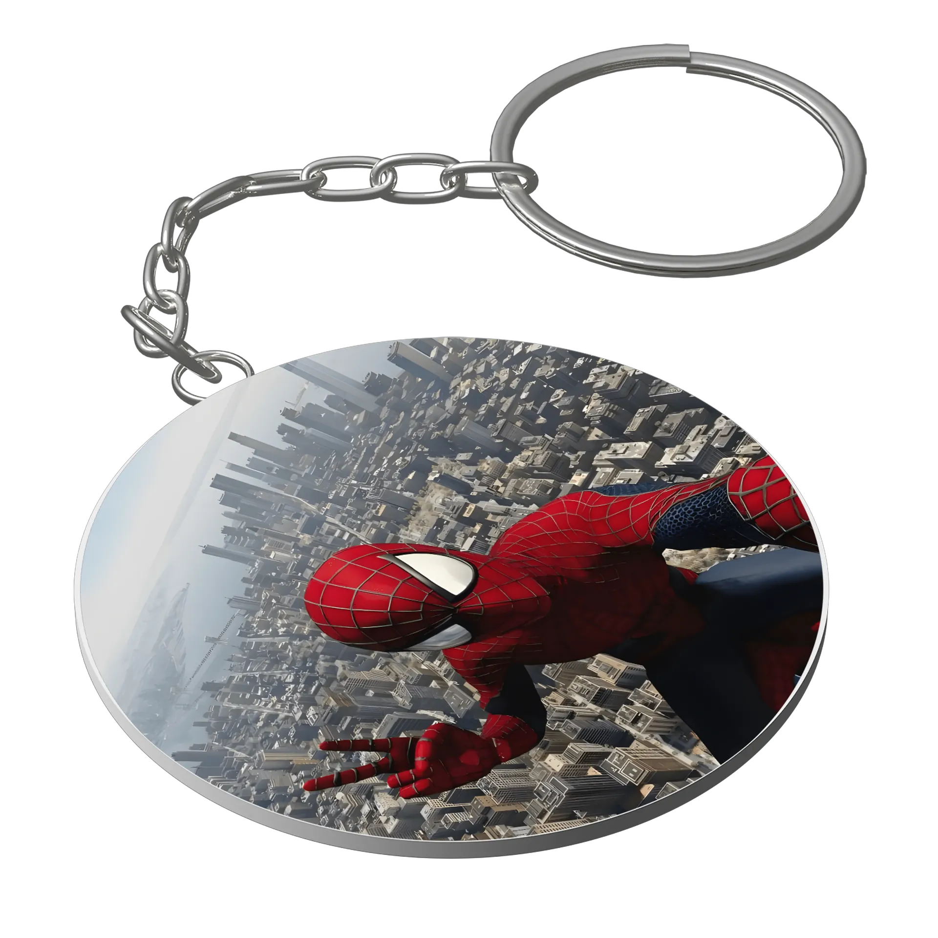 Chaveiro MDF Spiderman Amostra Cidade 5x5cm - Imagem 1