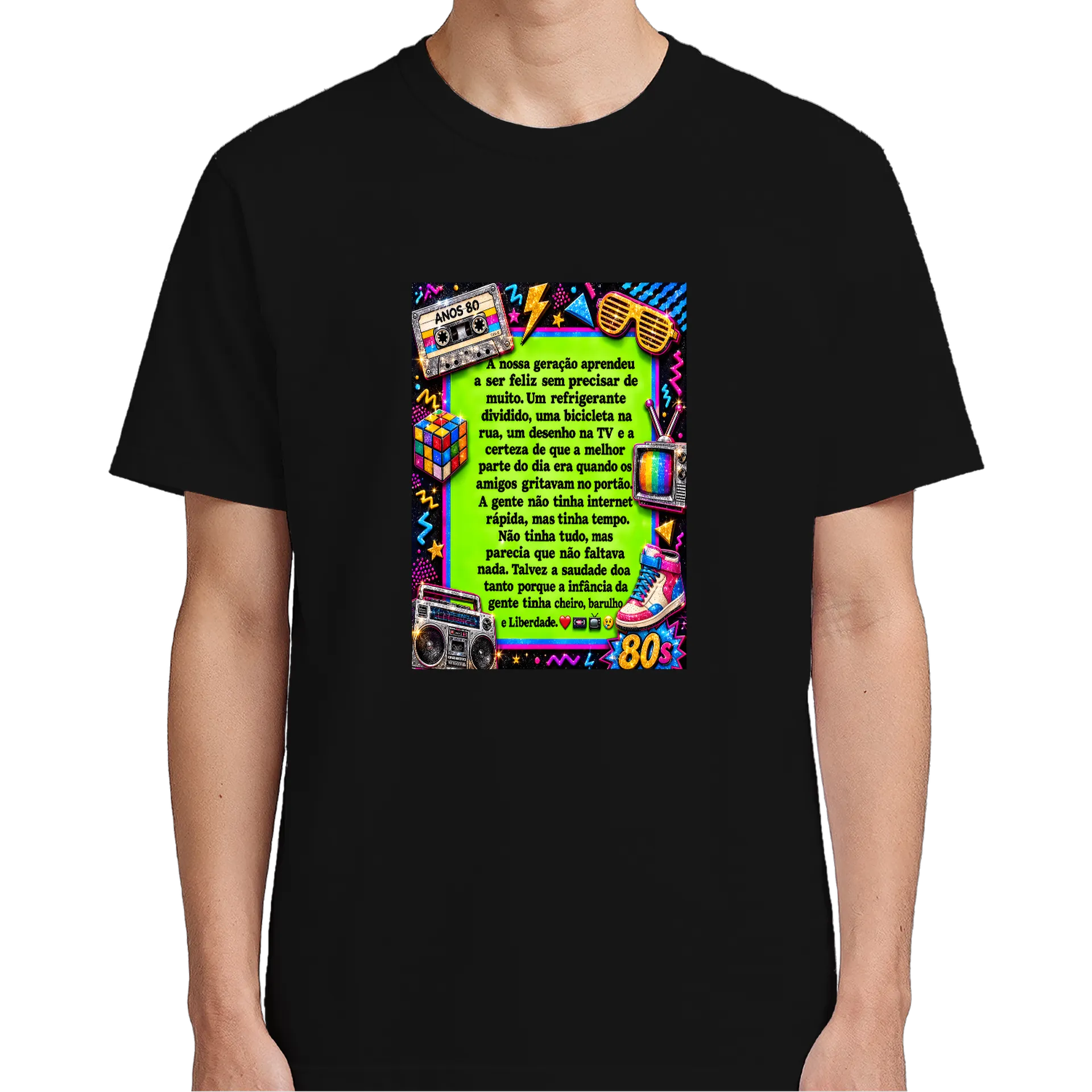 Camiseta Estampa Anos 80 Neon Colorido 100% Algodão - Imagem 4