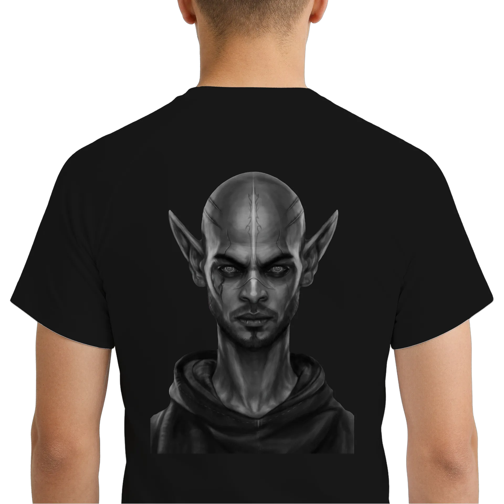 Camiseta Dry Fit Elfo Realista em Preto e Branco 100% - Imagem 1