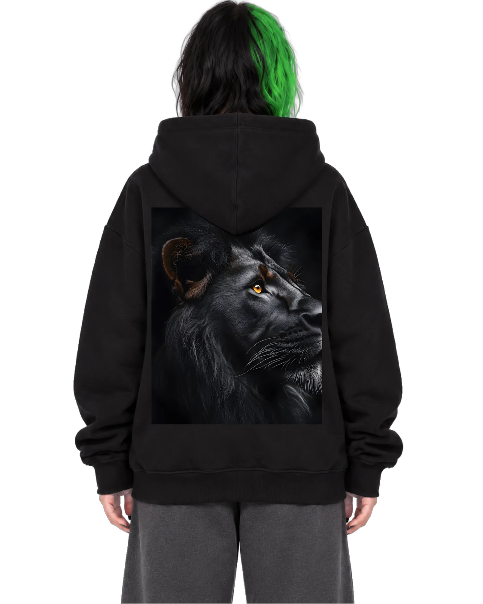 Blusa Moletom Canguru Leão Coroado Estampa Realista - Imagem 2