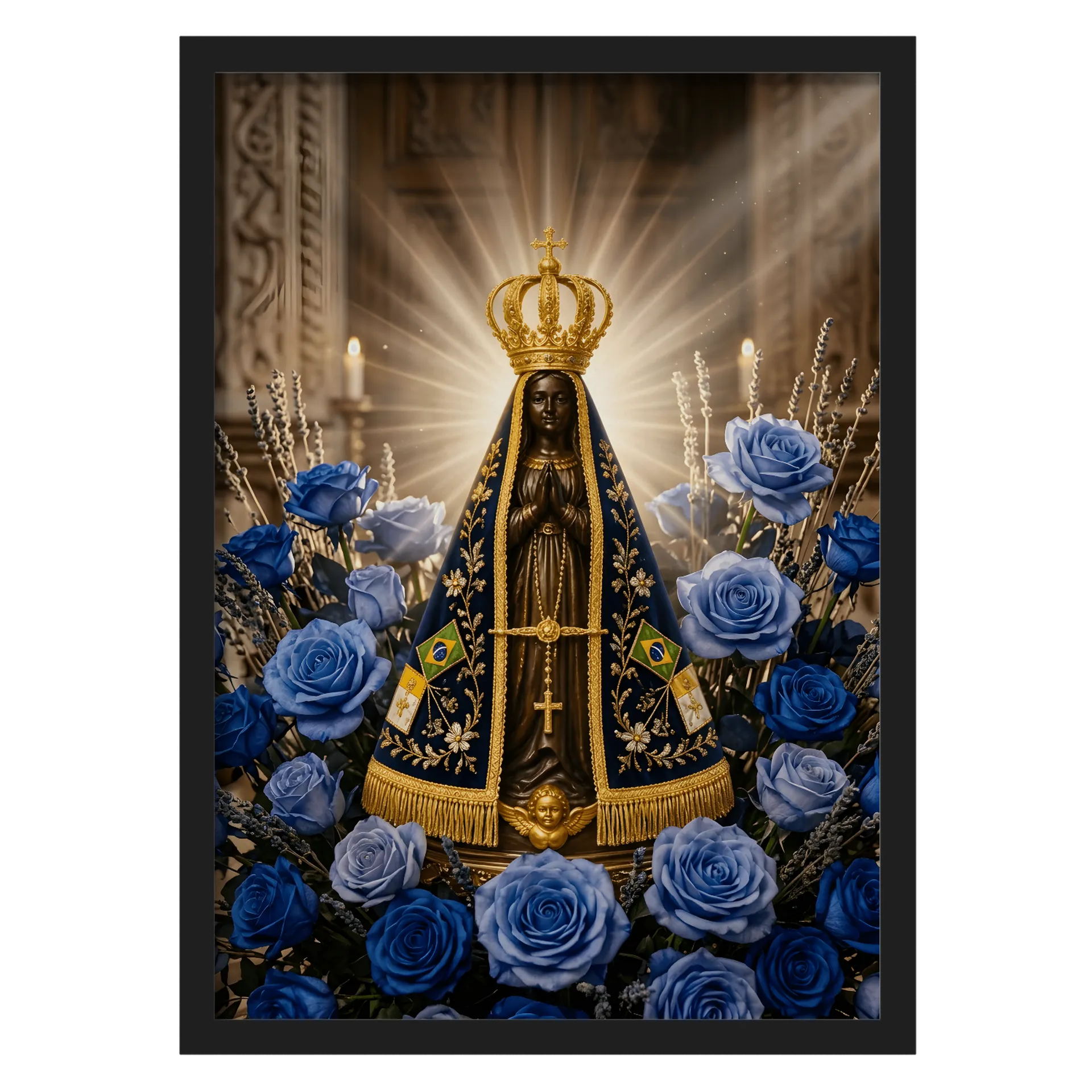 Quadro A3 Nossa Senhora Aparecida Com Vidro - Imagem 1