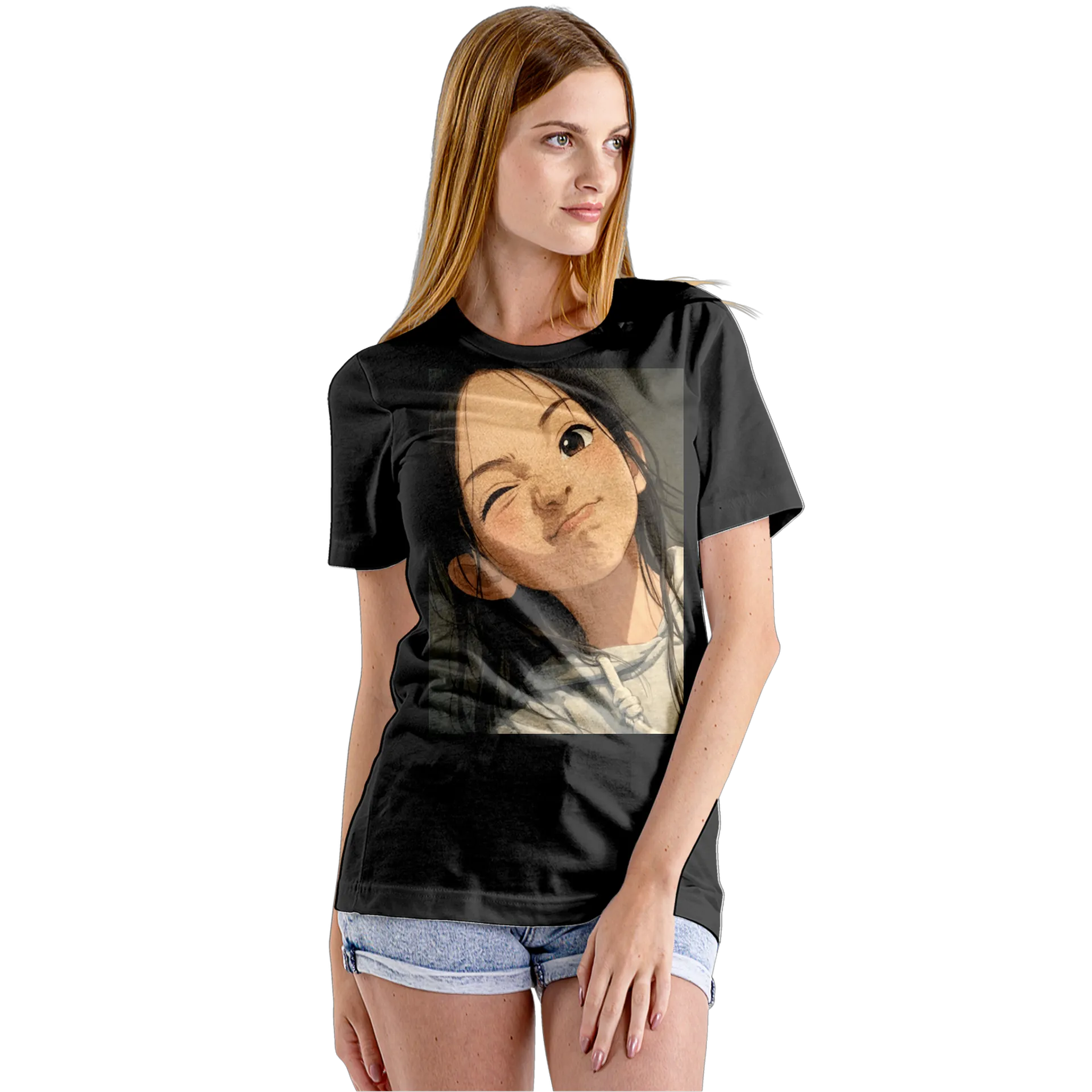 Camiseta Babylook Retrato de Mulher Estilo Anime 100% - Imagem 5