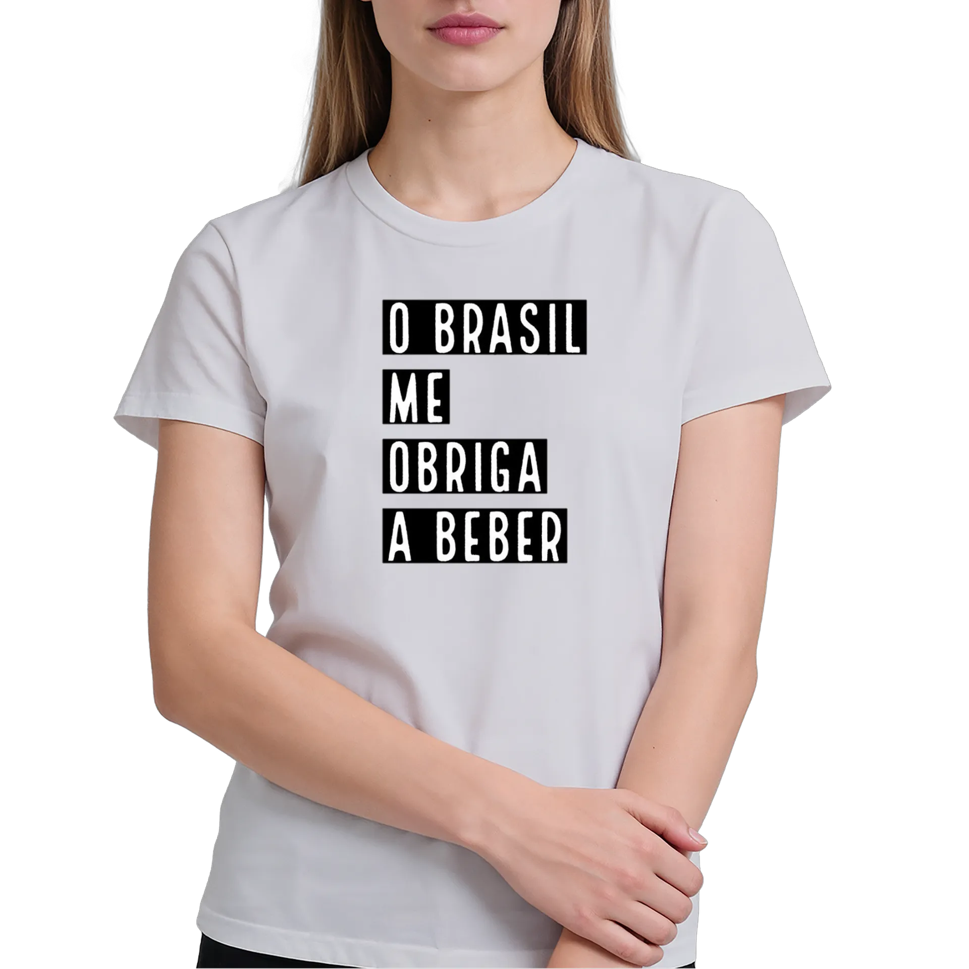 Camiseta Tipográfica O Brasil Me Obriga a Beber 100% Algodão - Imagem 4