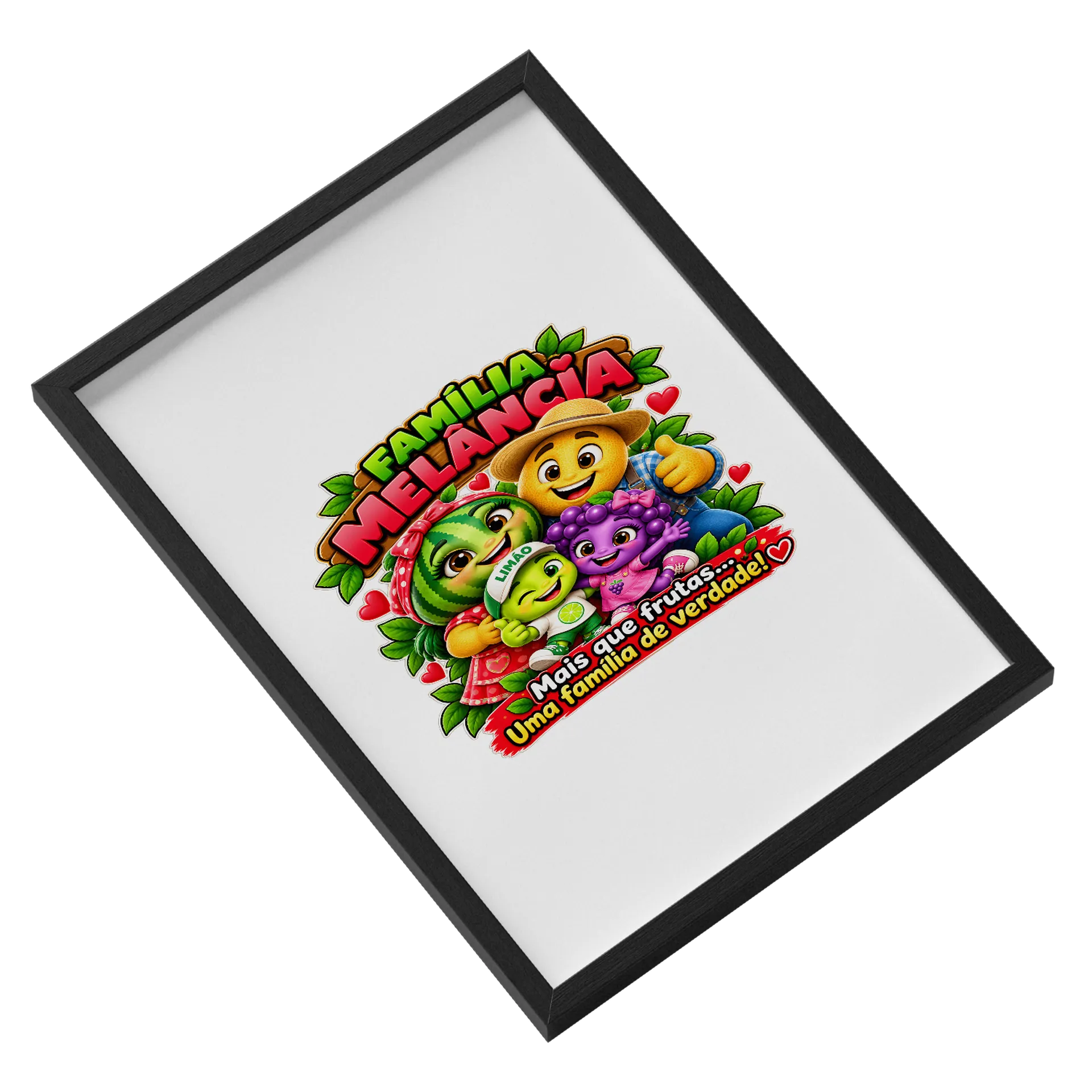 Quadro Família Melancia Personagens de Frutas A3 com Vidro - Imagem 2
