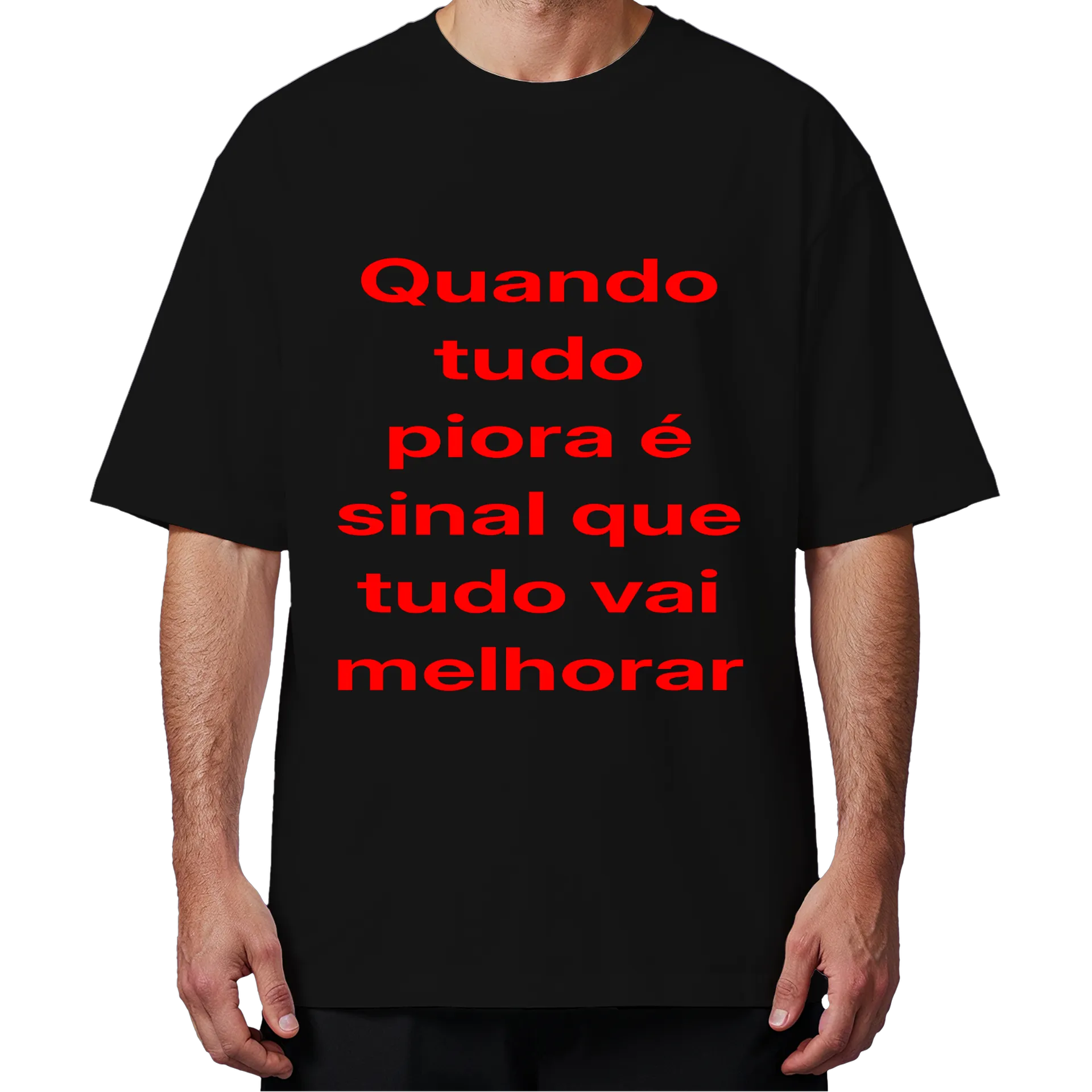 Camiseta Oversized Frases Vermelho Em Texto Contínuo 100% de Gameon19 — imagem 4 de 6