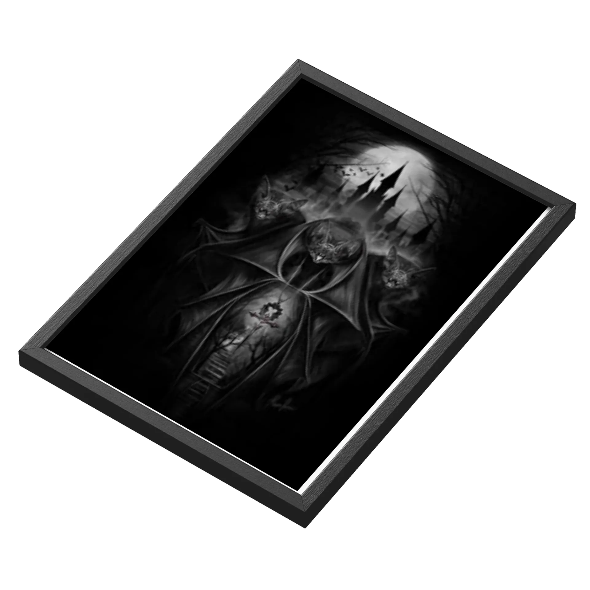 Quadro Vampiro e Morcego Preto e Branco A3 - Imagem 3