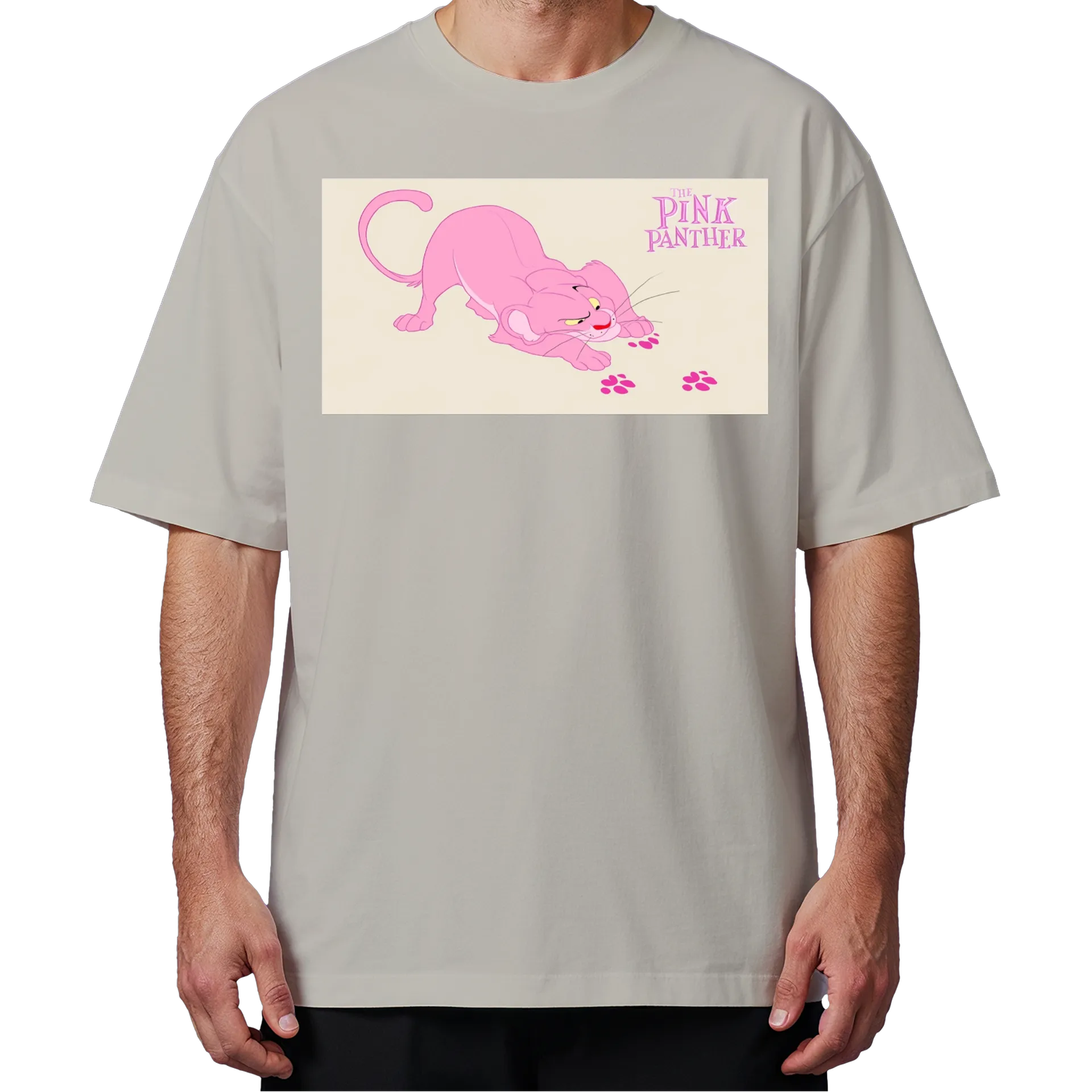 Camiseta Oversized Pantera Rosa Estampa Cartoon 100% Algodão - Imagem 4