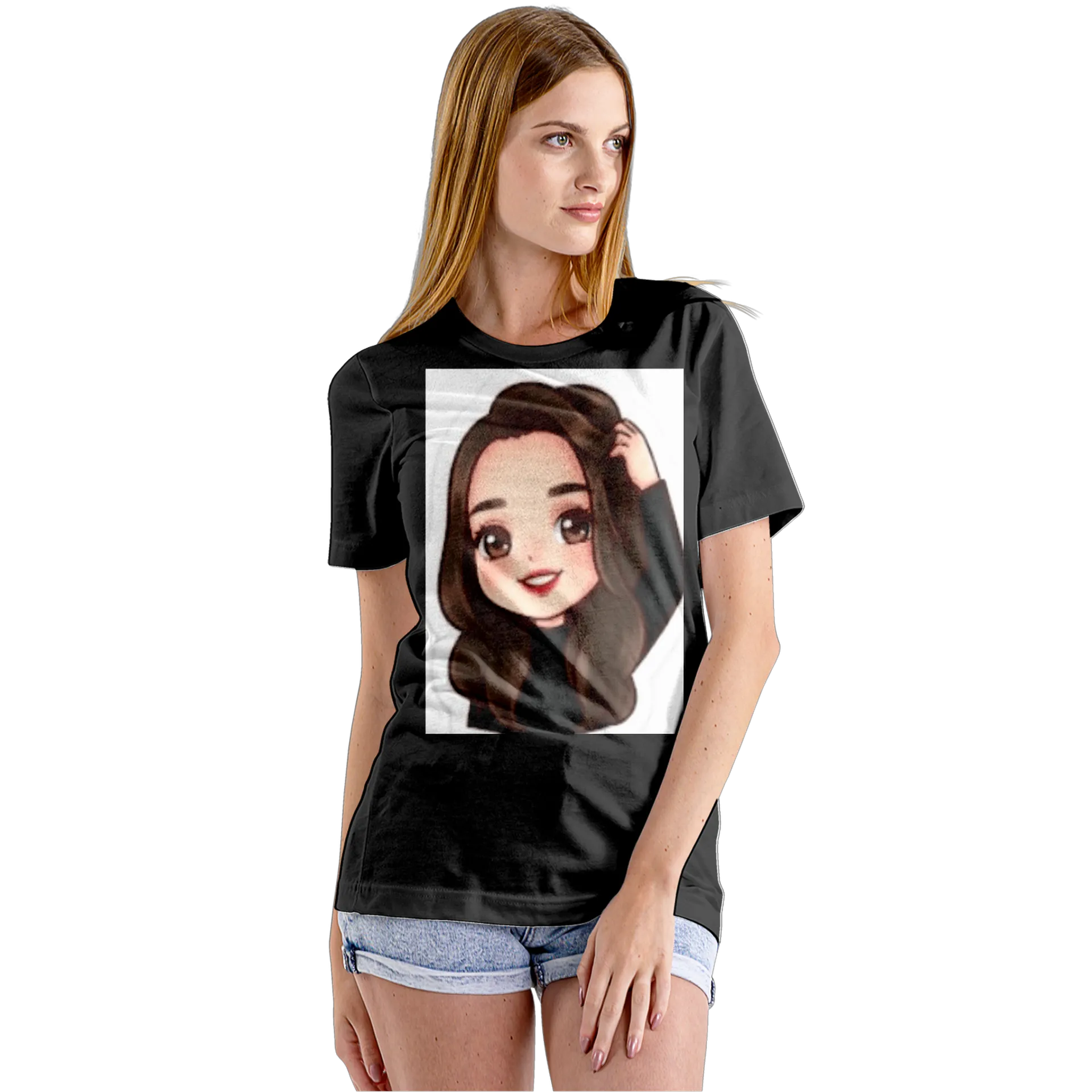 Camiseta Babylook Ilustração Cartoon Mulher Cabelo - Imagem 5