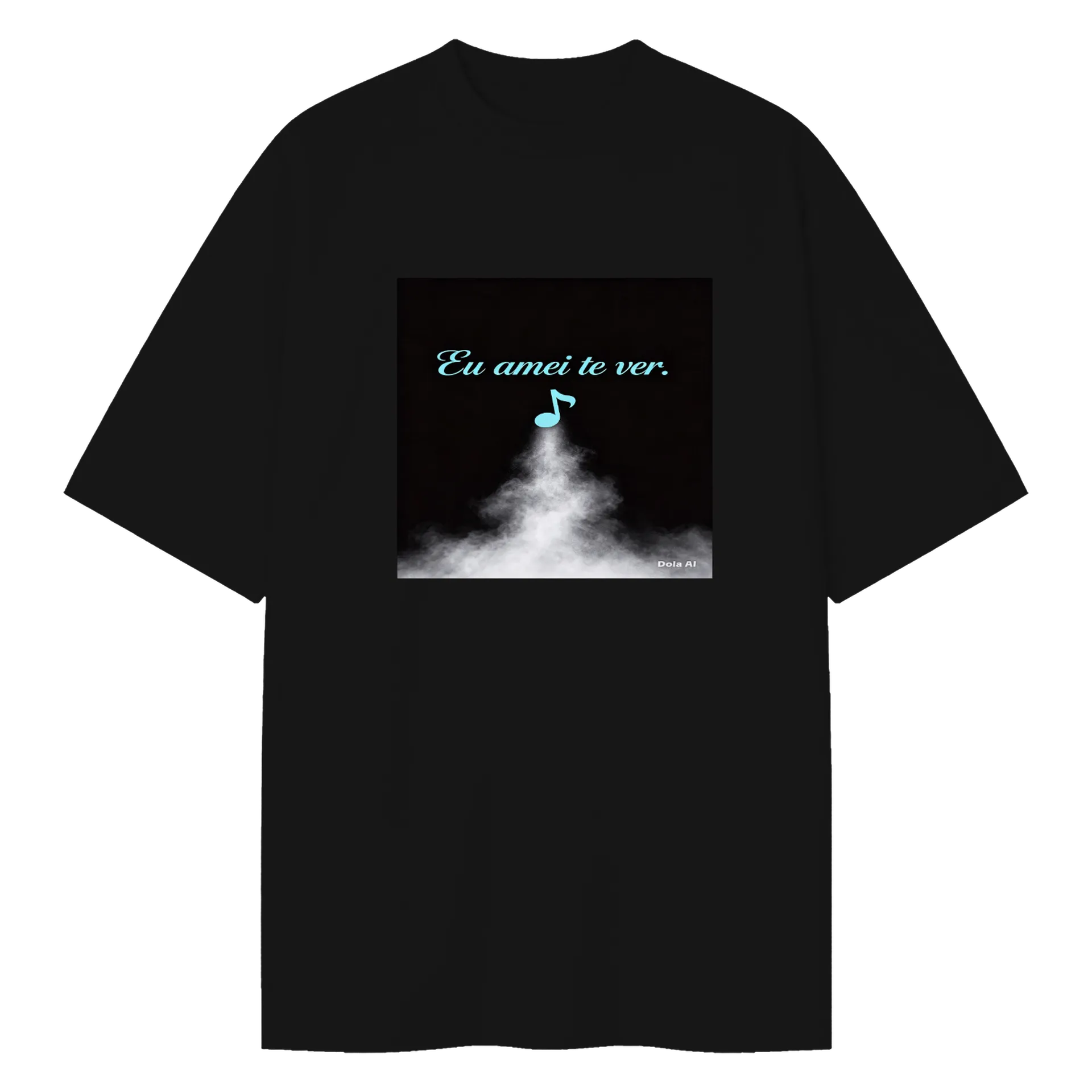 Camiseta Oversized Estampa Nuvens musicales Preto - Imagem 1