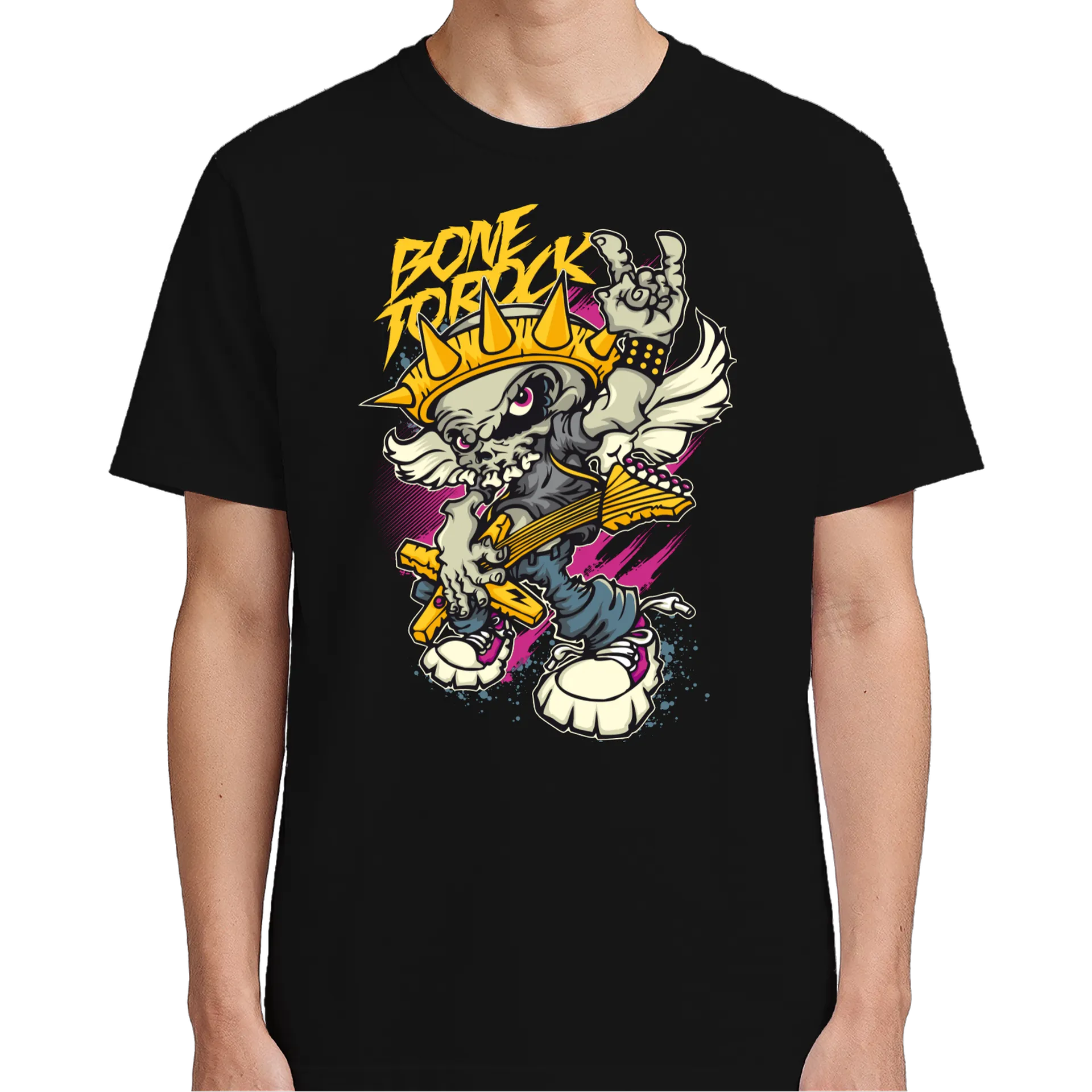 Camiseta Rock Esqueleto com Guitarra 100% Algodão - Imagem 5