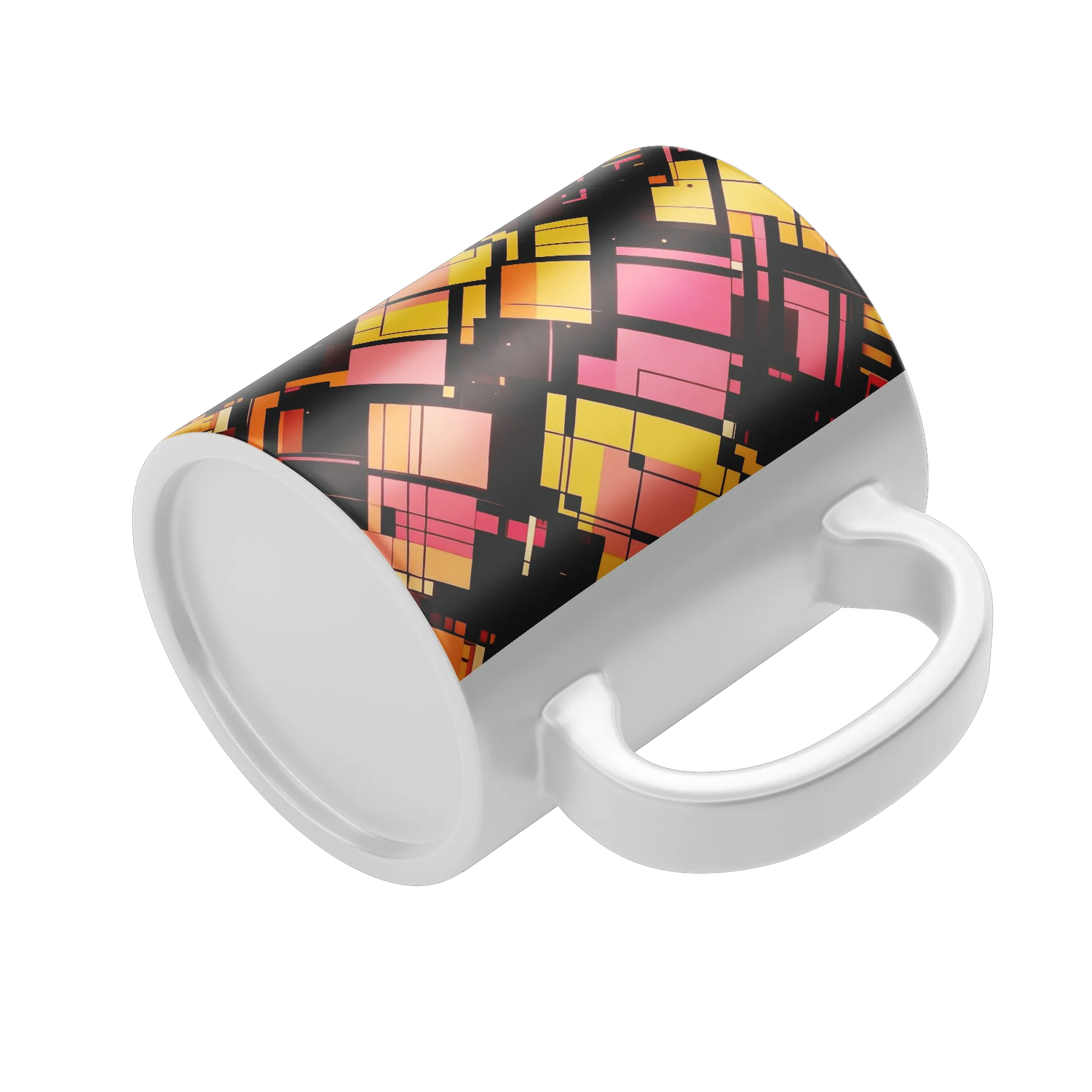 Caneca Porcelana Geometria Laranja Rosa 325ml - Imagem 4