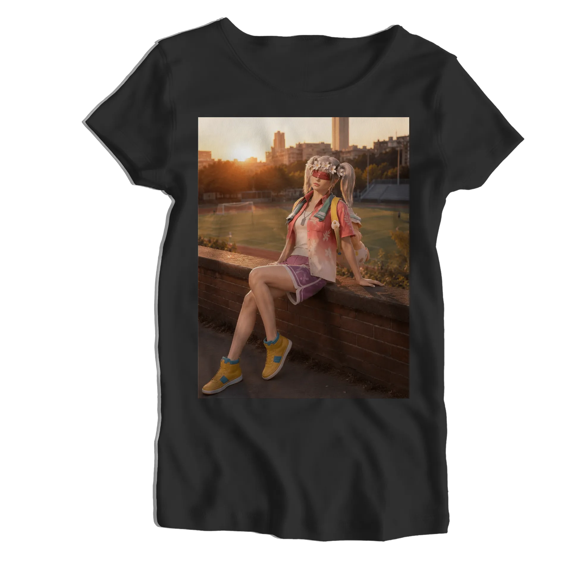 Camiseta Babylook Personagem com Coroa de Flores 100% - Imagem 1