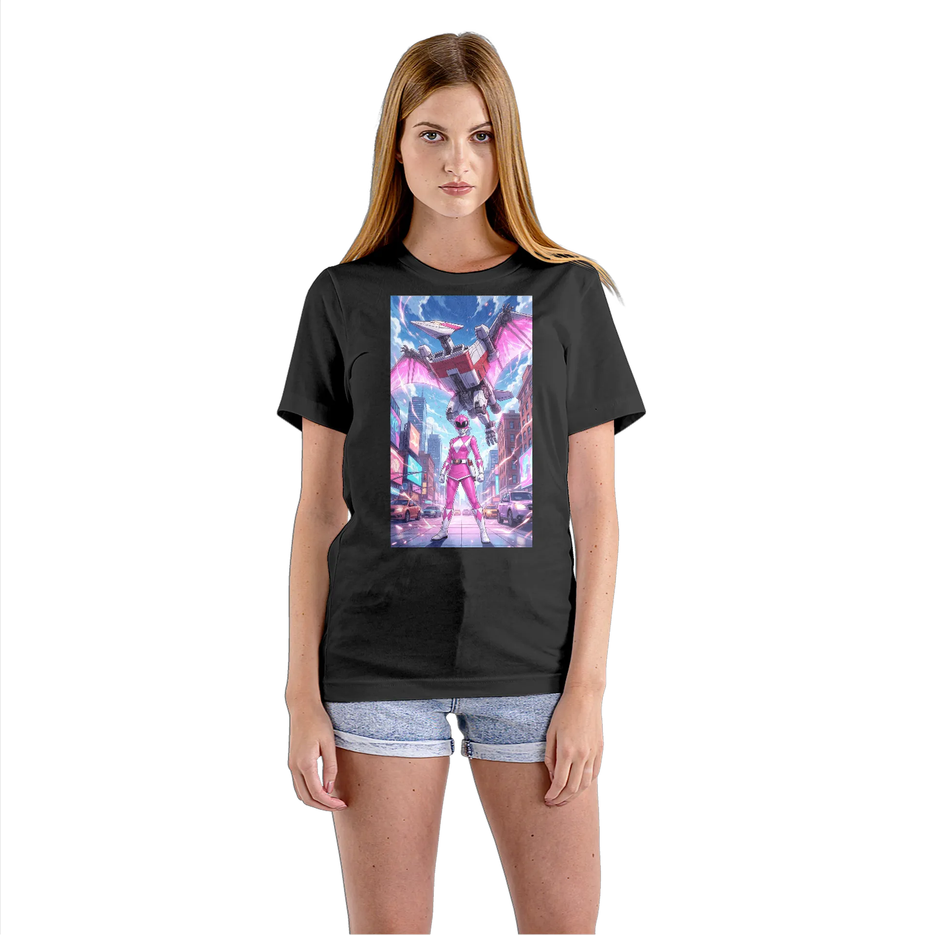 Camiseta Babylook Heroína de Capacete Rosa 100% Algodão - Imagem 3