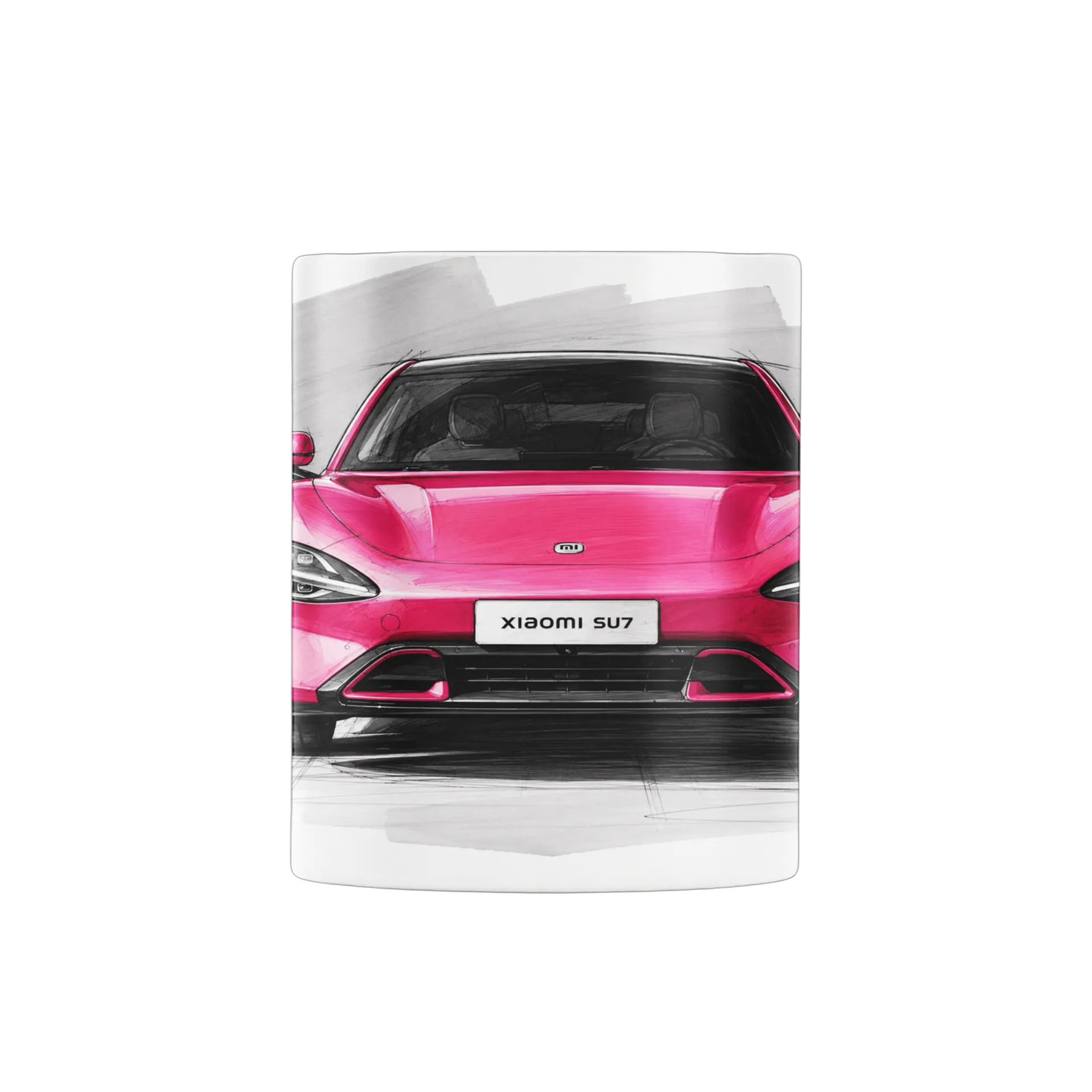 Caneca Porcelana Carro Rosa Estampa Desenho Urbano 325ml - Imagem 3