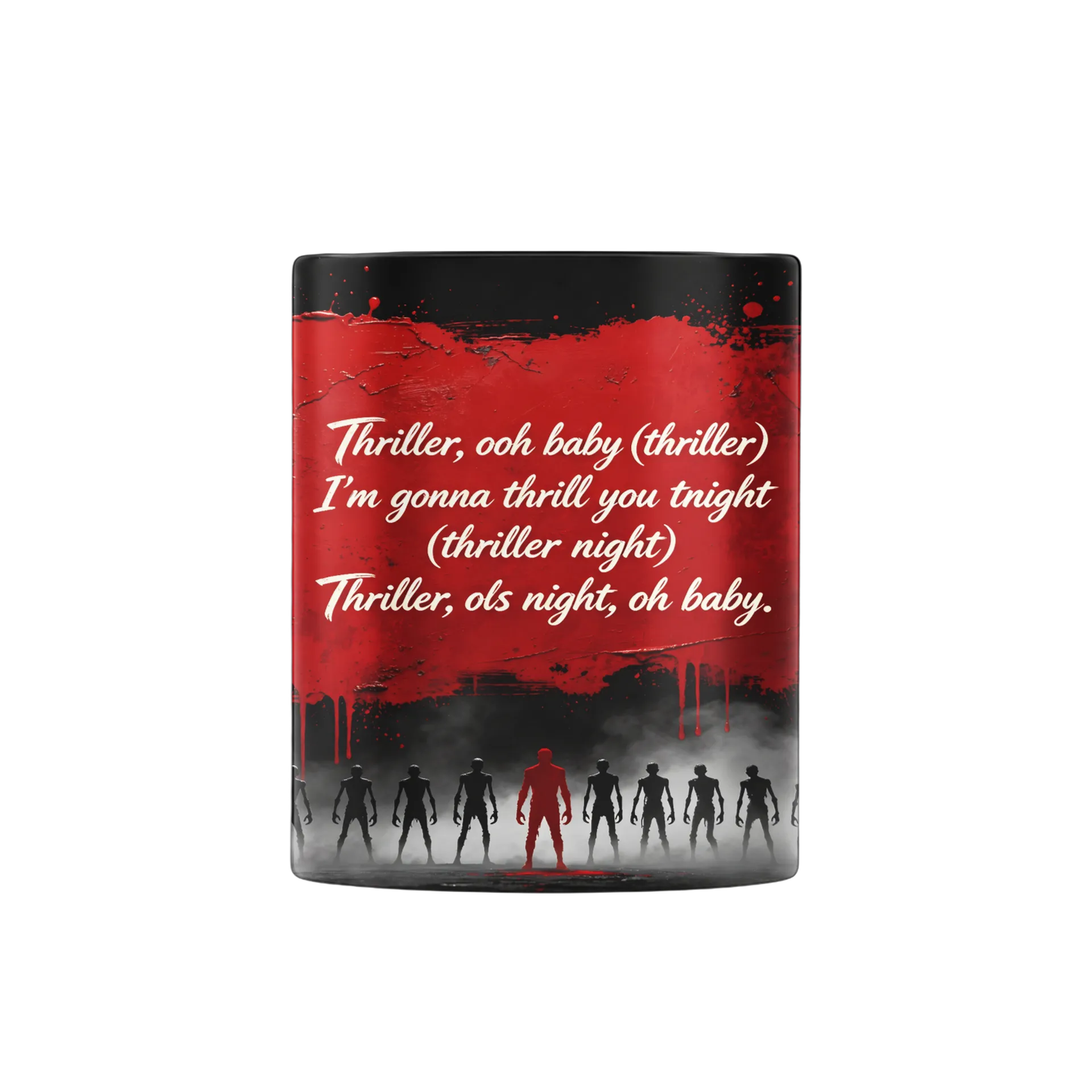 Caneca Porcelana Estampa Tipográfica Thriller Vermelha 325ml - Imagem 2