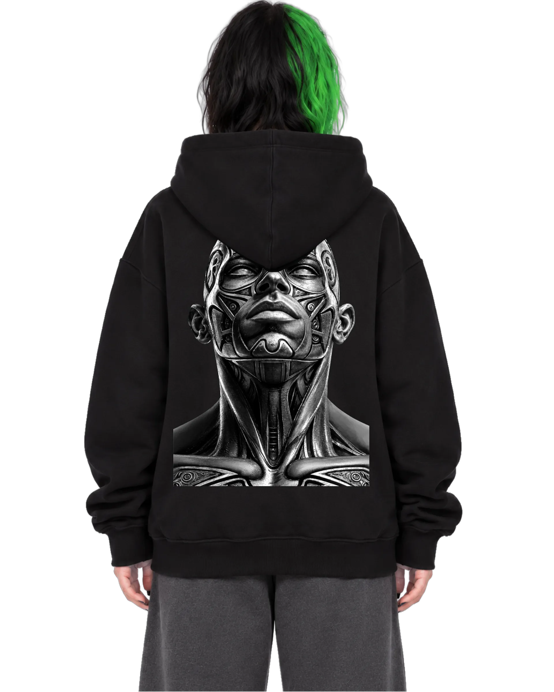 Blusa Moletom Canguru Arte Monocromática Rosto Robótico de WG ARTE É O QUE ME MANTÉM VIVO  — imagem 3 de 6