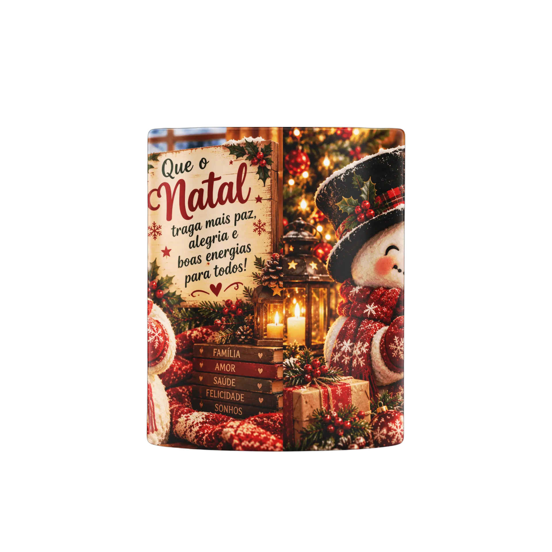 Caneca Boneco de Neve Natal com Frase 325ml - Imagem 2