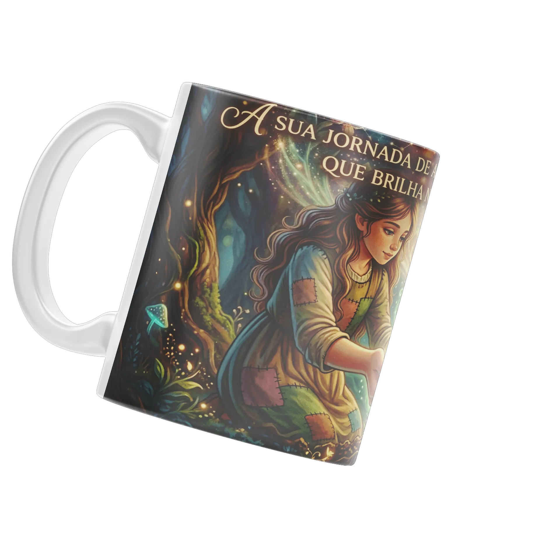 Caneca Menina Cultivando Planta Mágica na Floresta 325ml - Imagem 3