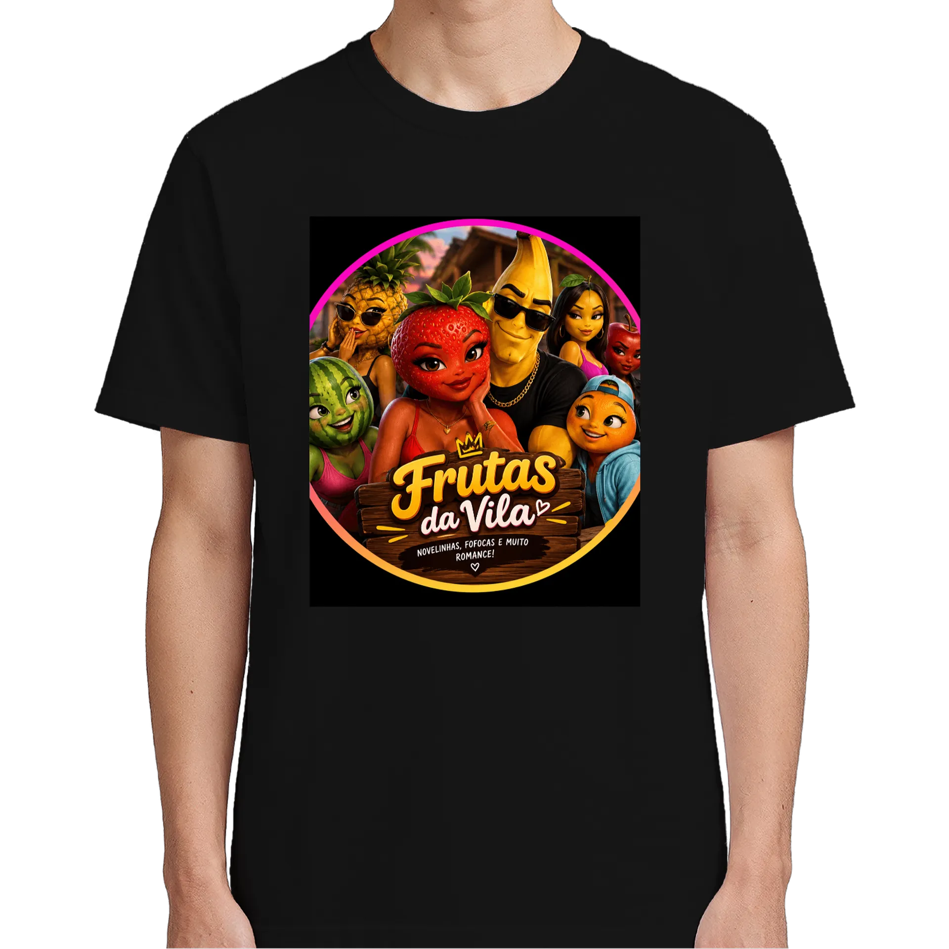 Camiseta Frutas da Vila Personagens Cartoon 100% Algodão de Vila das frutas  — imagem 2 de 5