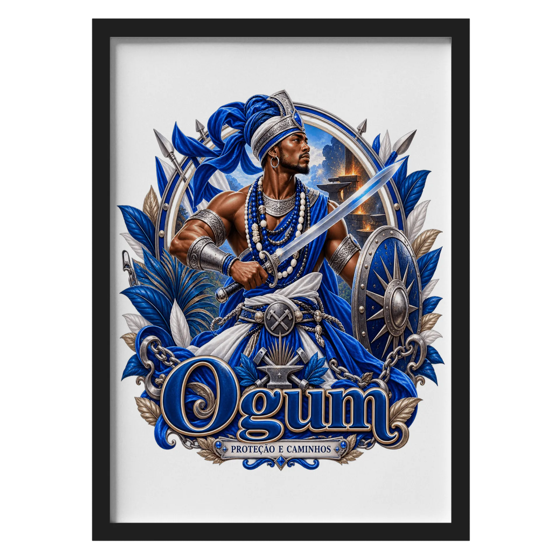 Quadro Ogum Com Vidro - Imagem 1