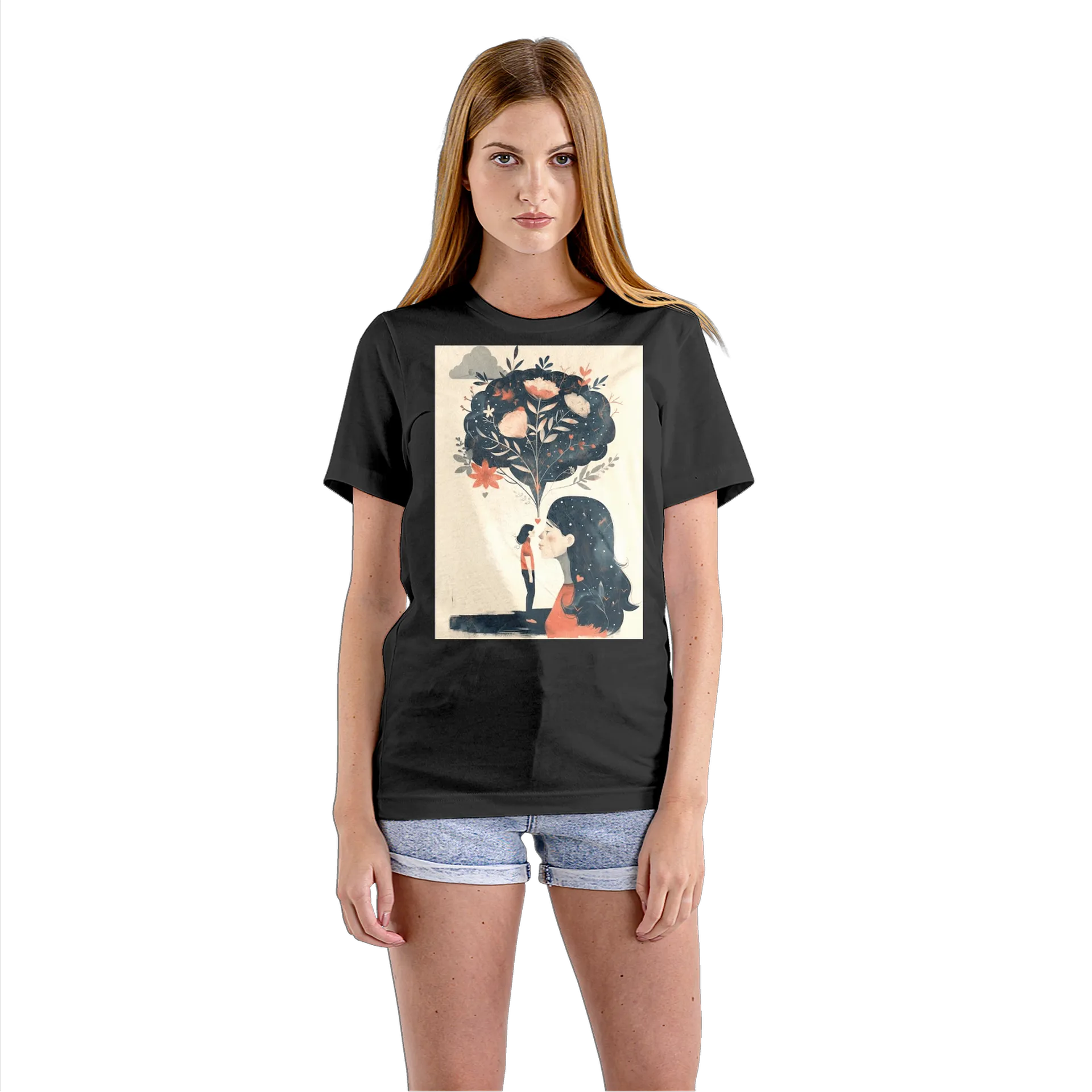 Camiseta Babylook Arte Floral com Coração 100% Algodão - Imagem 3