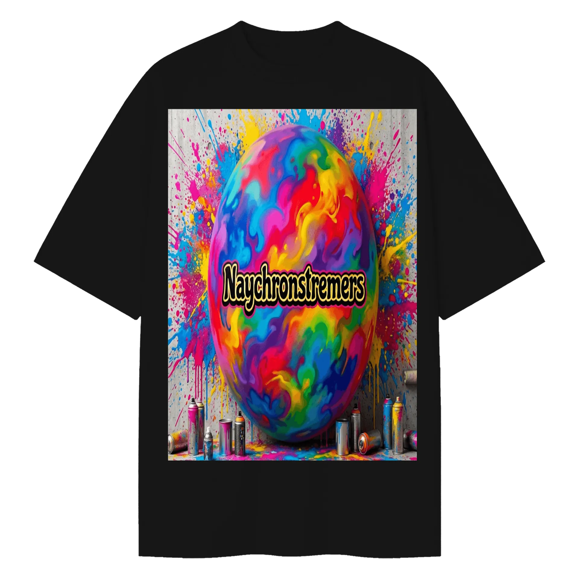 Camiseta Oversized Logotipo Naychronstreamers Estampa - Imagem 1