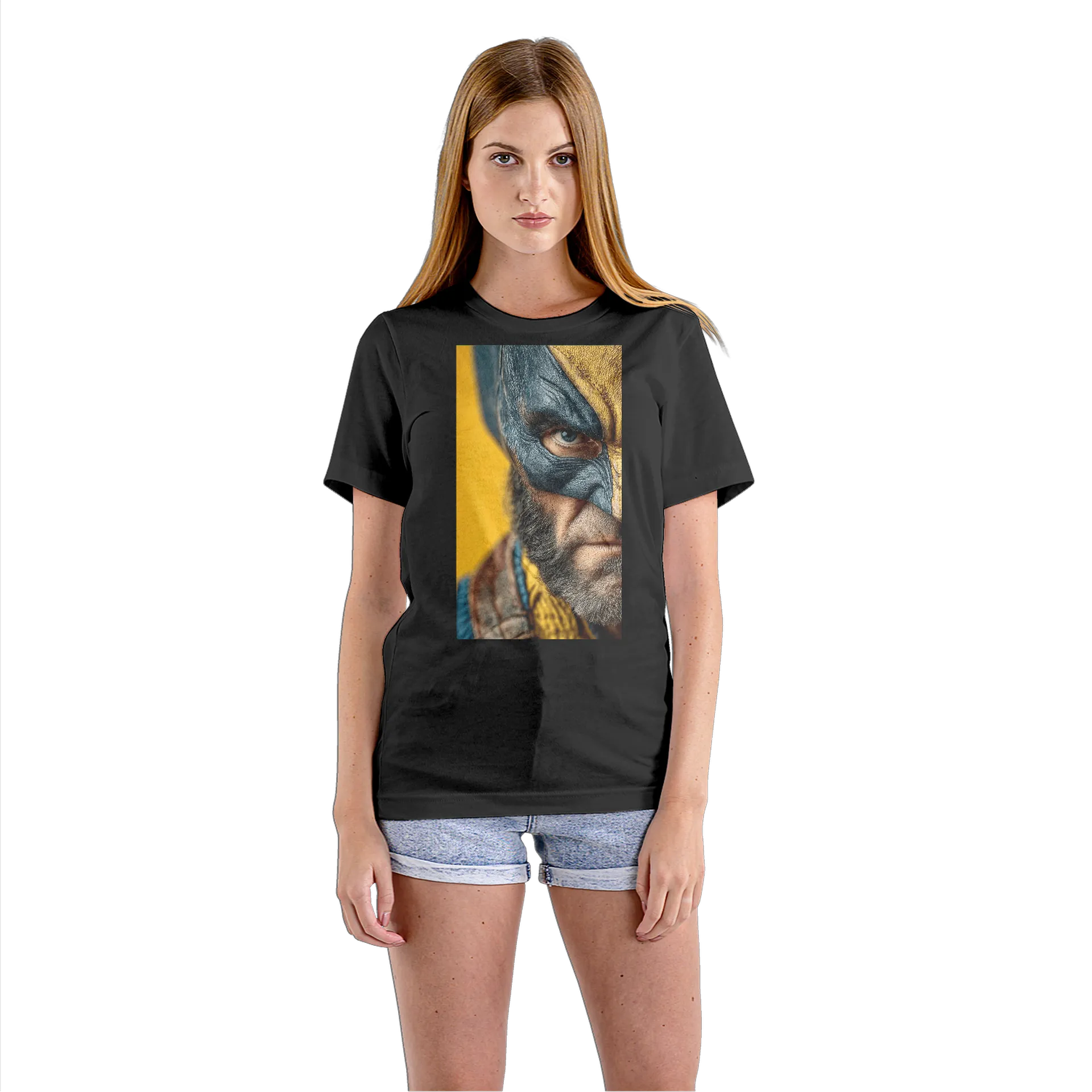 Camiseta Babylook Retrato Realista Máscara Dourada 100% - Imagem 3