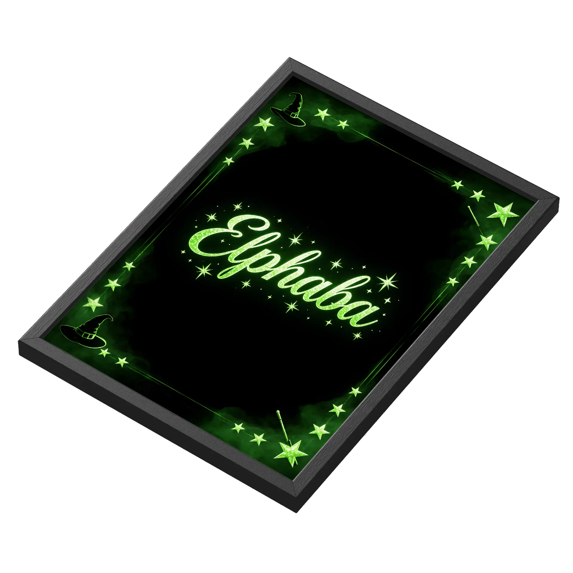 Quadro Elphaba Dourado Neon A3 com Vidro MDF e Vidro - Imagem 3