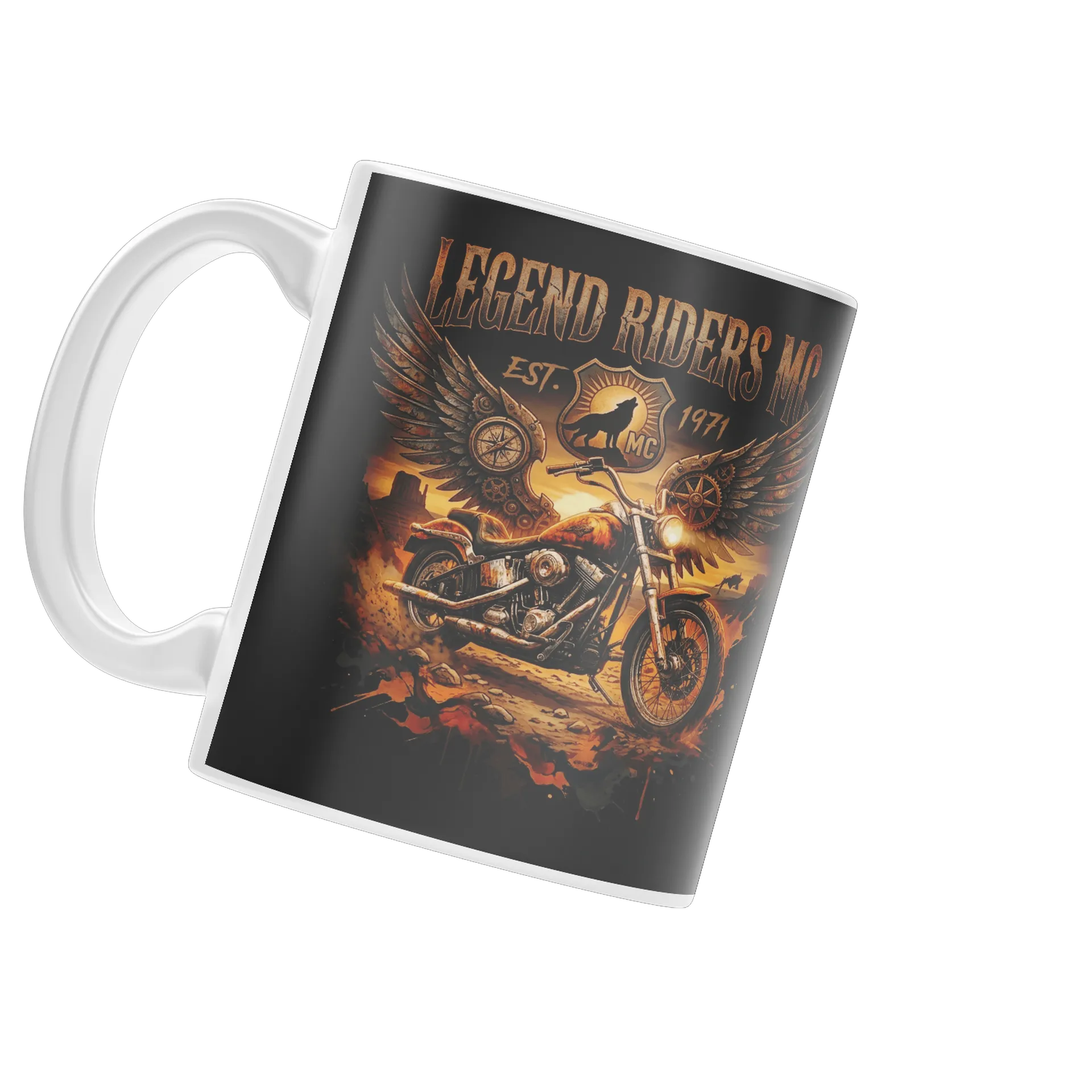 Caneca Motocicleta Vintage em Tons Terrosos 325ml - Imagem 1