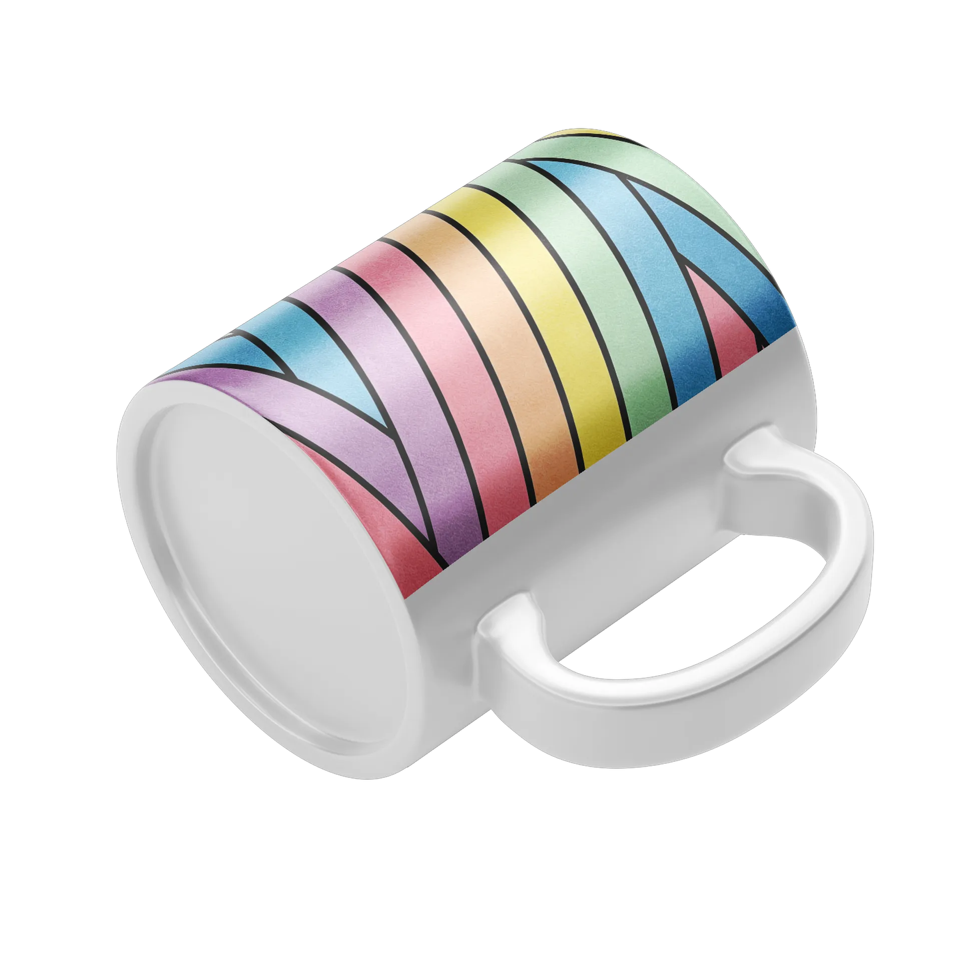Caneca Impressão Abstrata Linhas Coloridas 325ml - Imagem 4