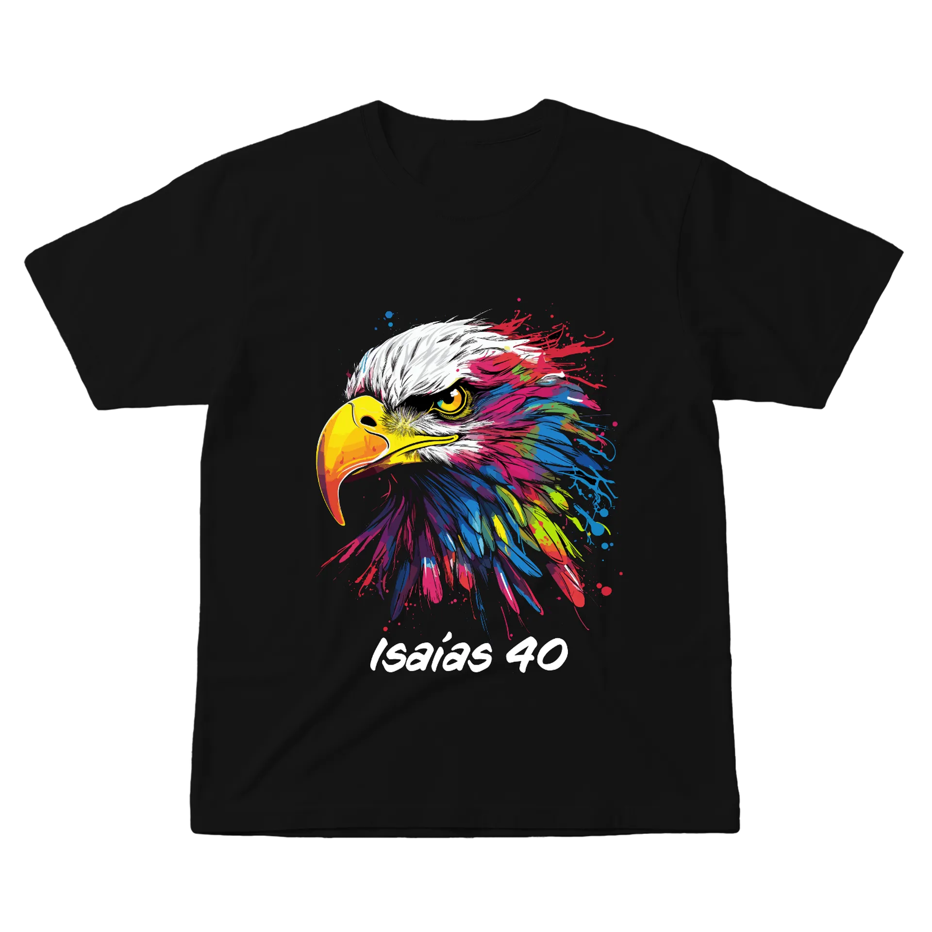 Camiseta Águia Colorida Isaias 40 100% Algodão - Imagem 1