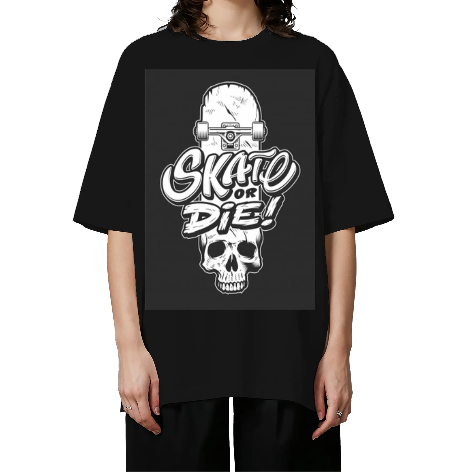 Camiseta Oversized Estampa Skate or die Preto - Imagem 3
