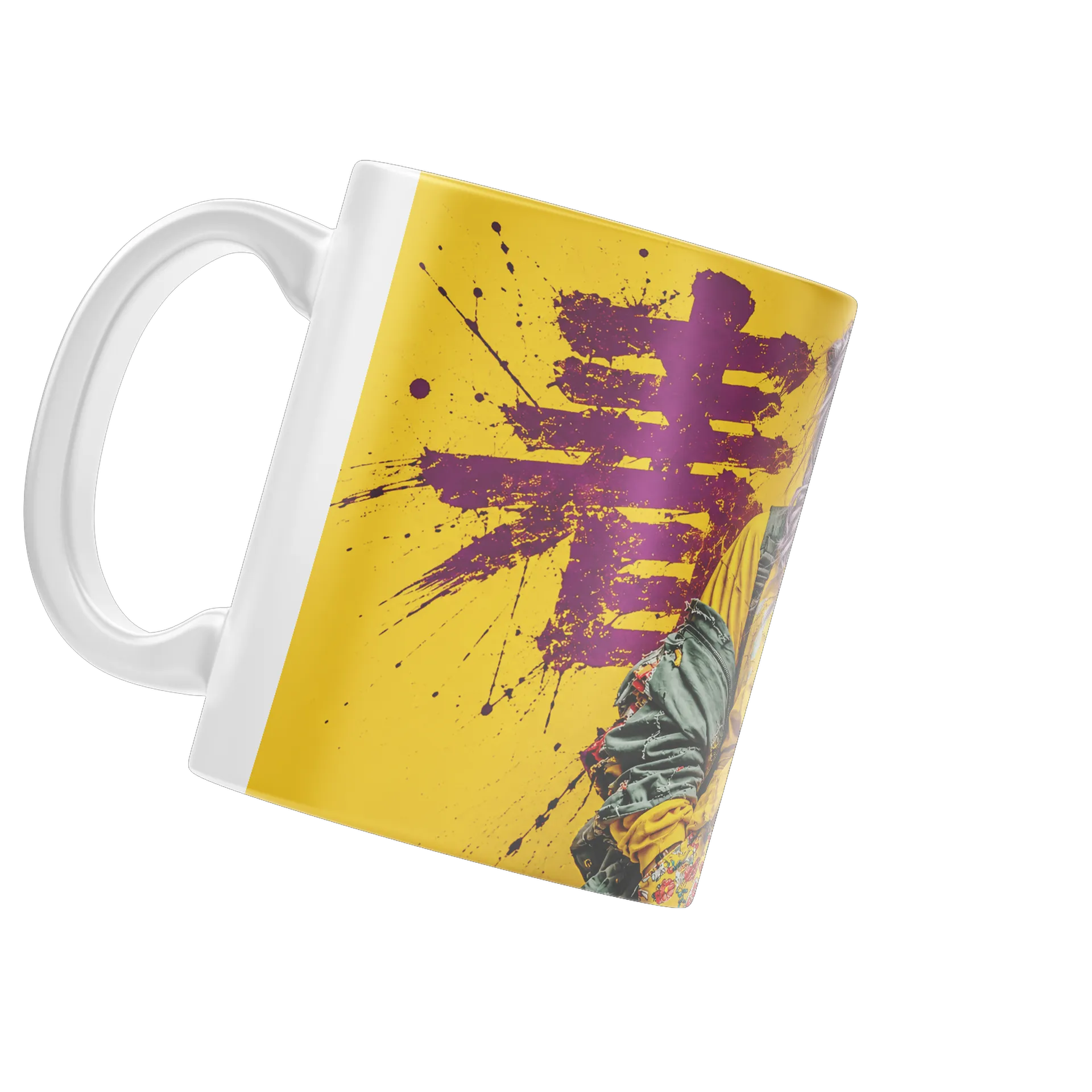 Caneca Porcelana Retrato de Mulher Arte Grunge 325ml - Imagem 3