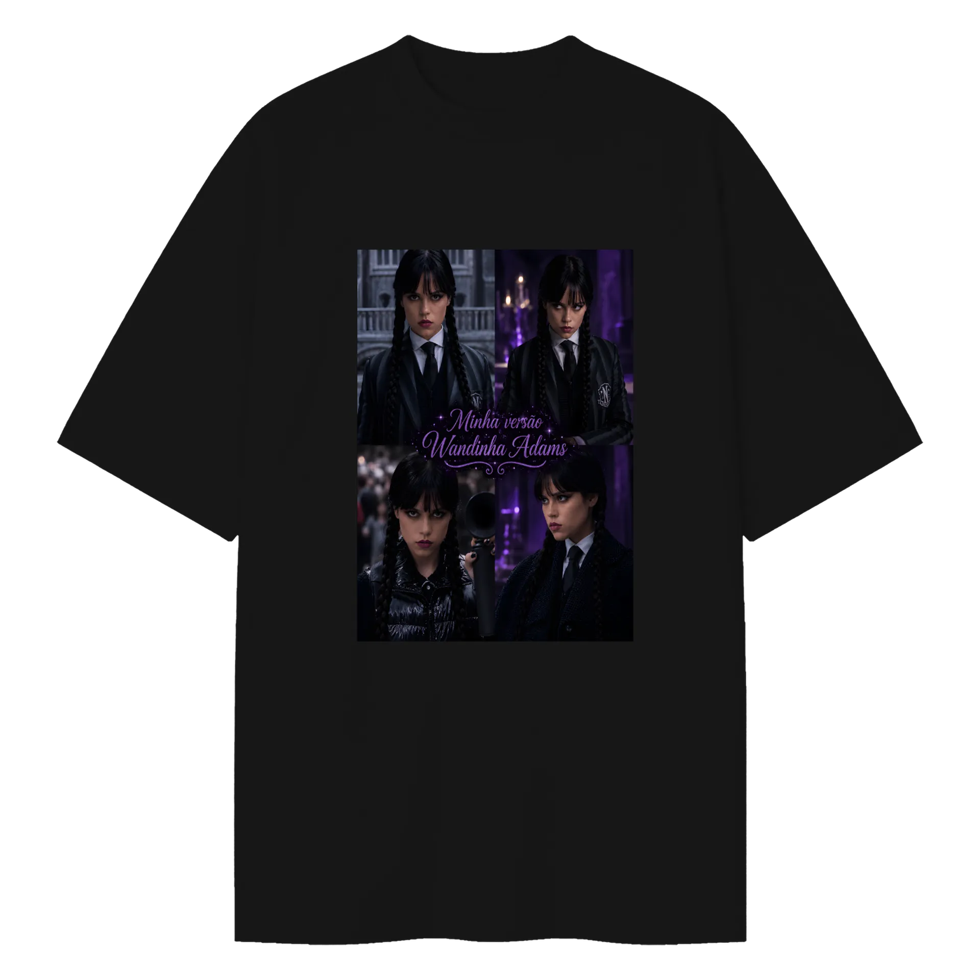 Camiseta Oversized Cosplay Adams Estampa Fotográfica Roxa - Imagem 1
