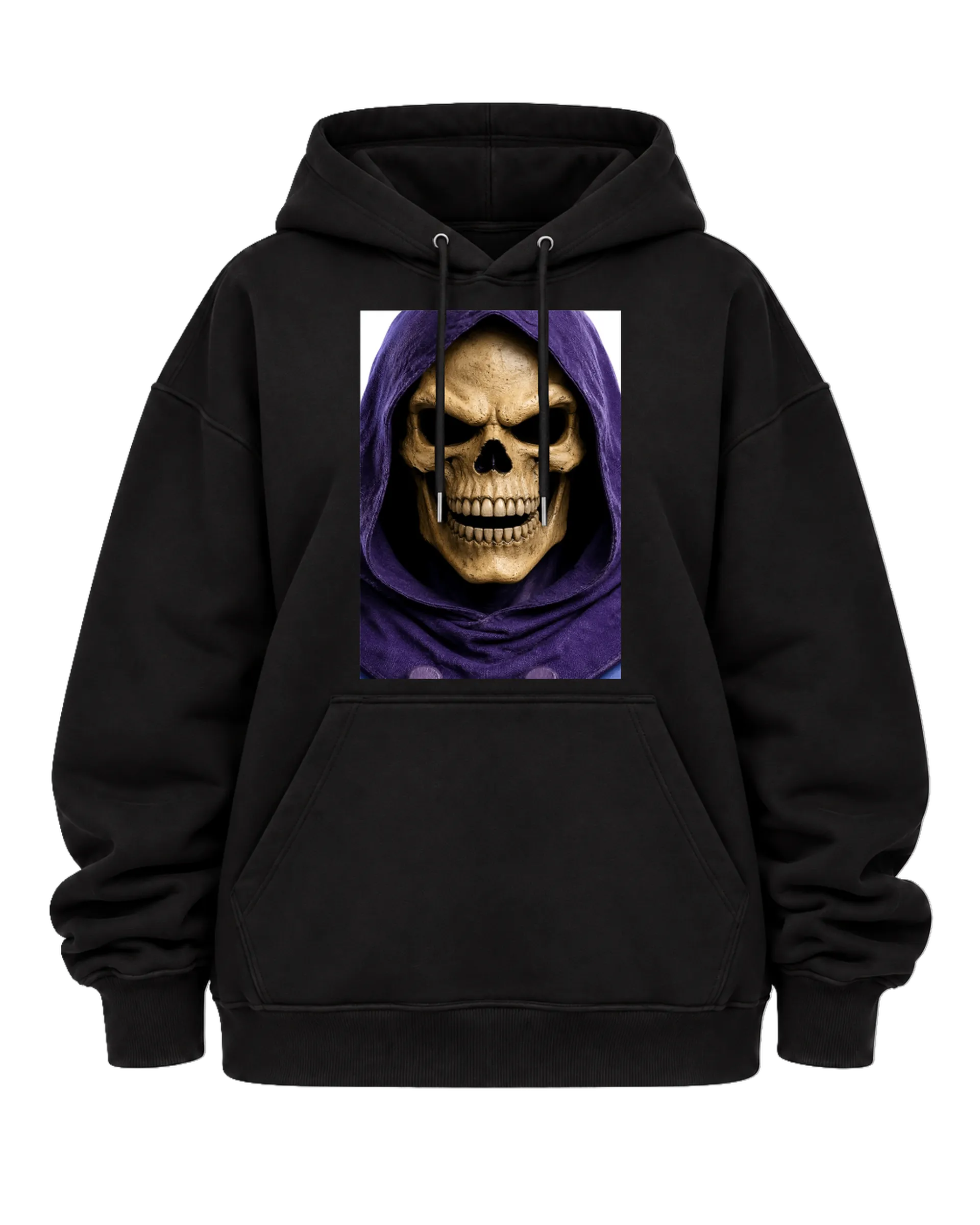 Blusa Moletom Canguru Caveira Realista com Capuz Roxo - Imagem 5