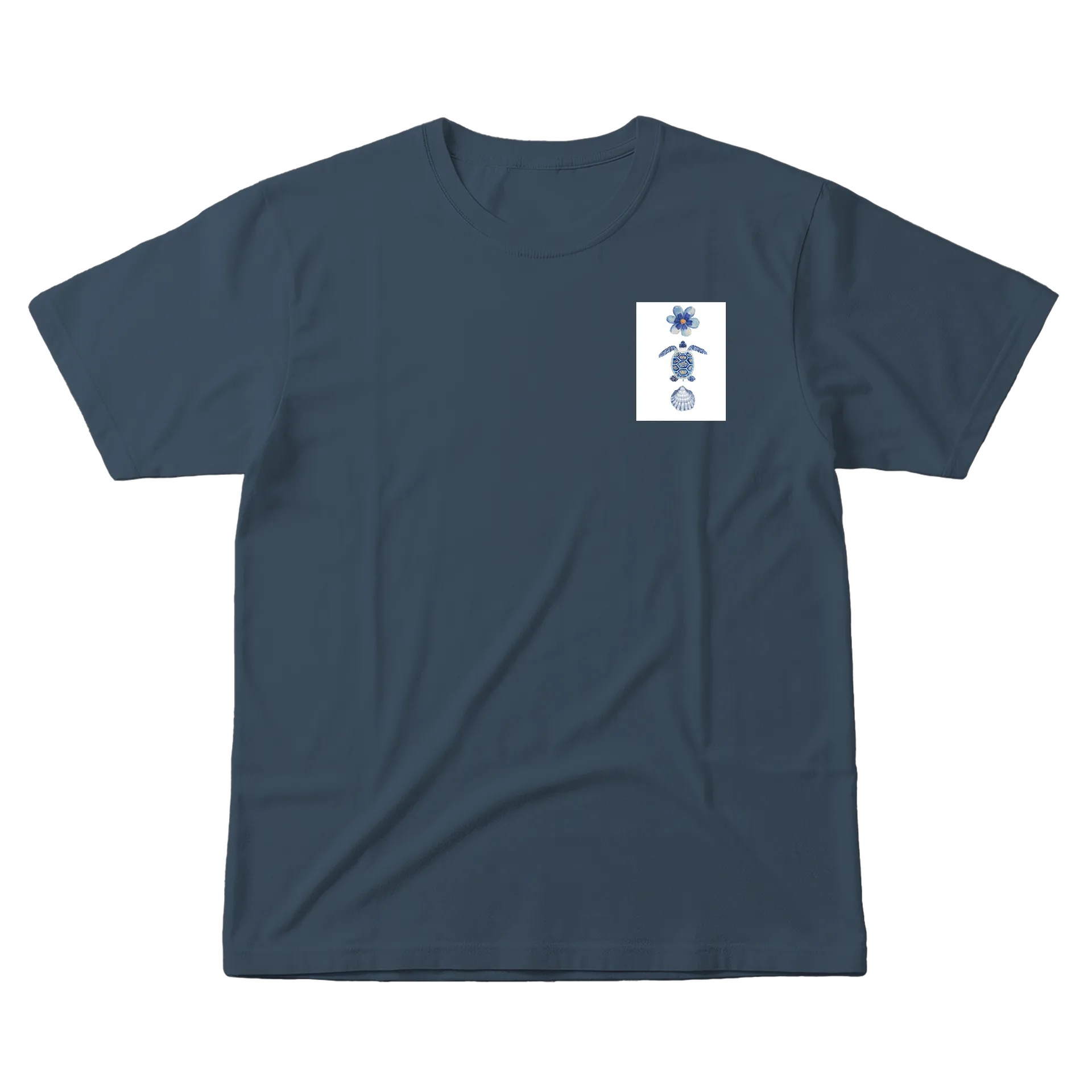 Camiseta Vida Marinha Azul 100% Algodão - Imagem 1