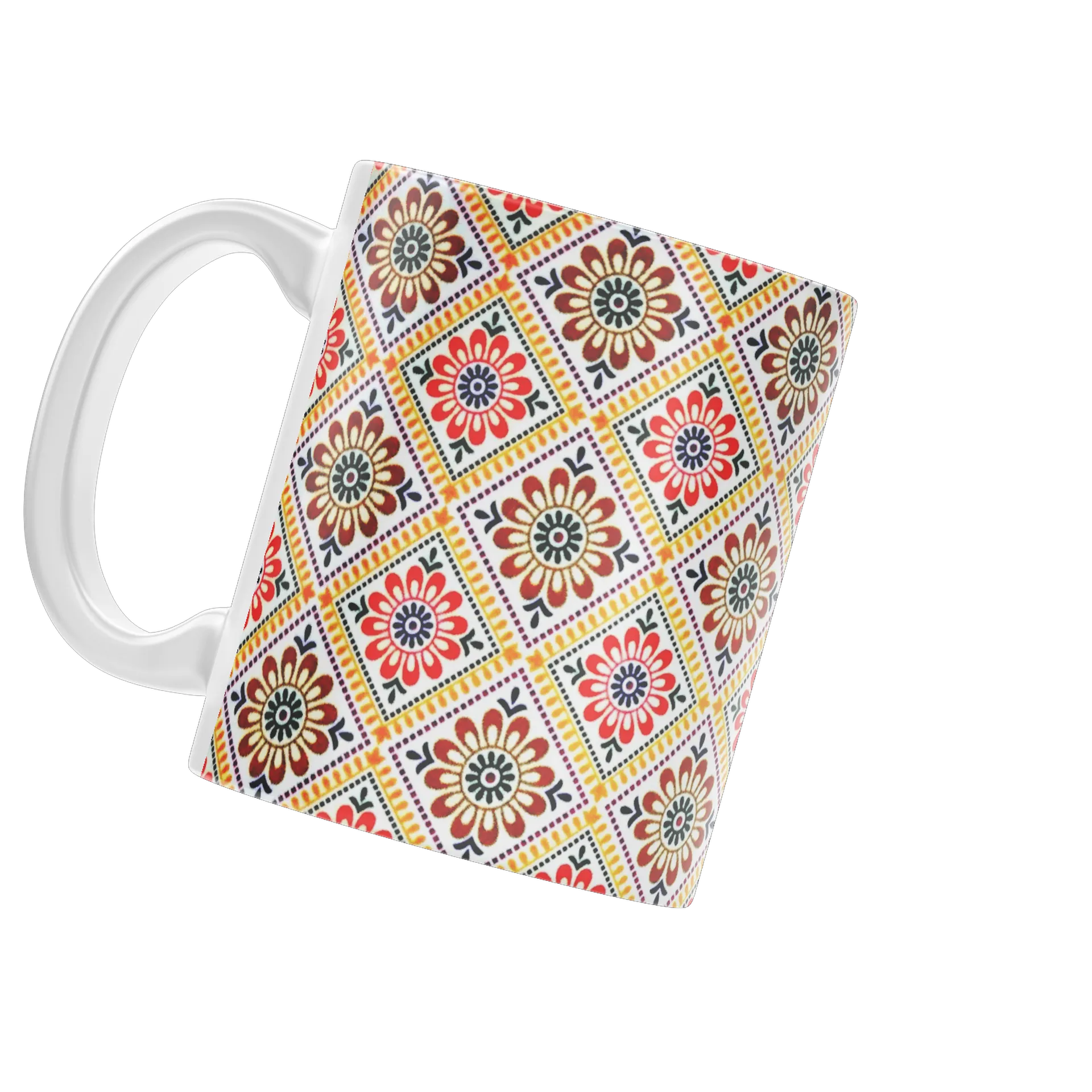 Caneca Porcelana Abstrata Floral Geométrico 325ml - Imagem 3